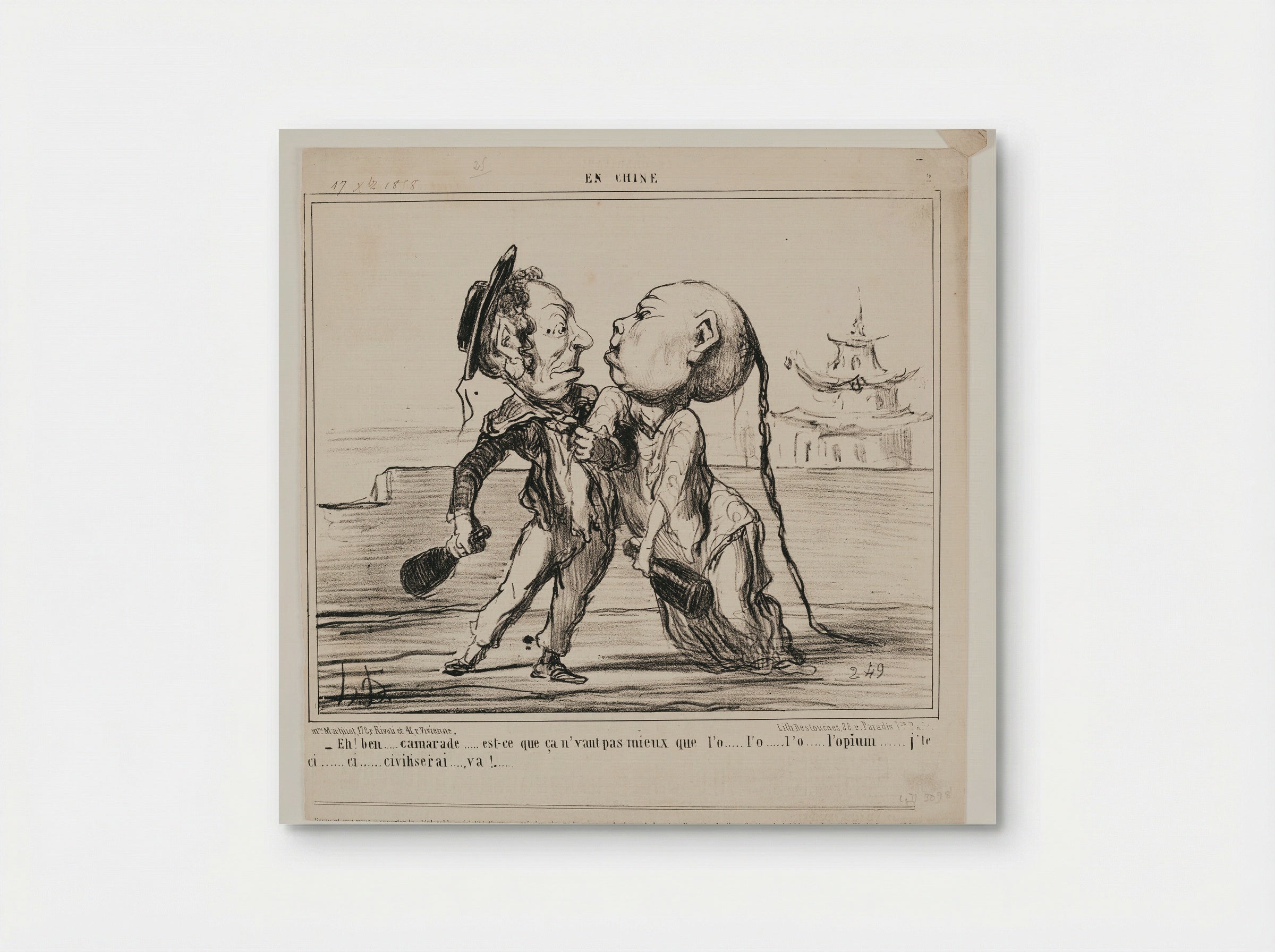 Well, mate, wouldn't you say this is better than o-o-opium? Just you wait, I'll ci-i-i-i-ivilize you! - Honoré-Victorin Daumier - Poster