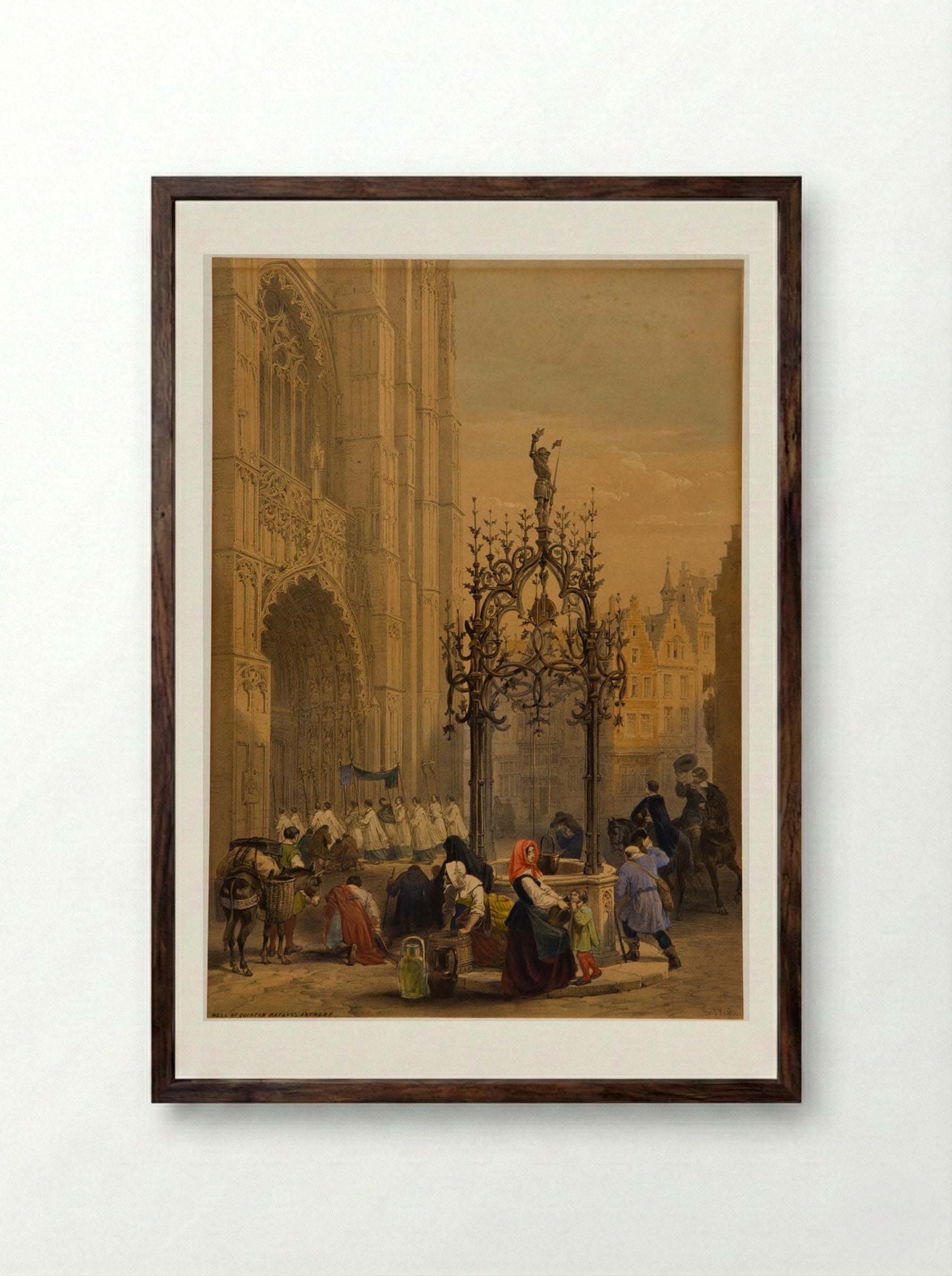 Well of Quintin Matzys, Antwerp - Louis Haghe - Framed Print Dark Wood