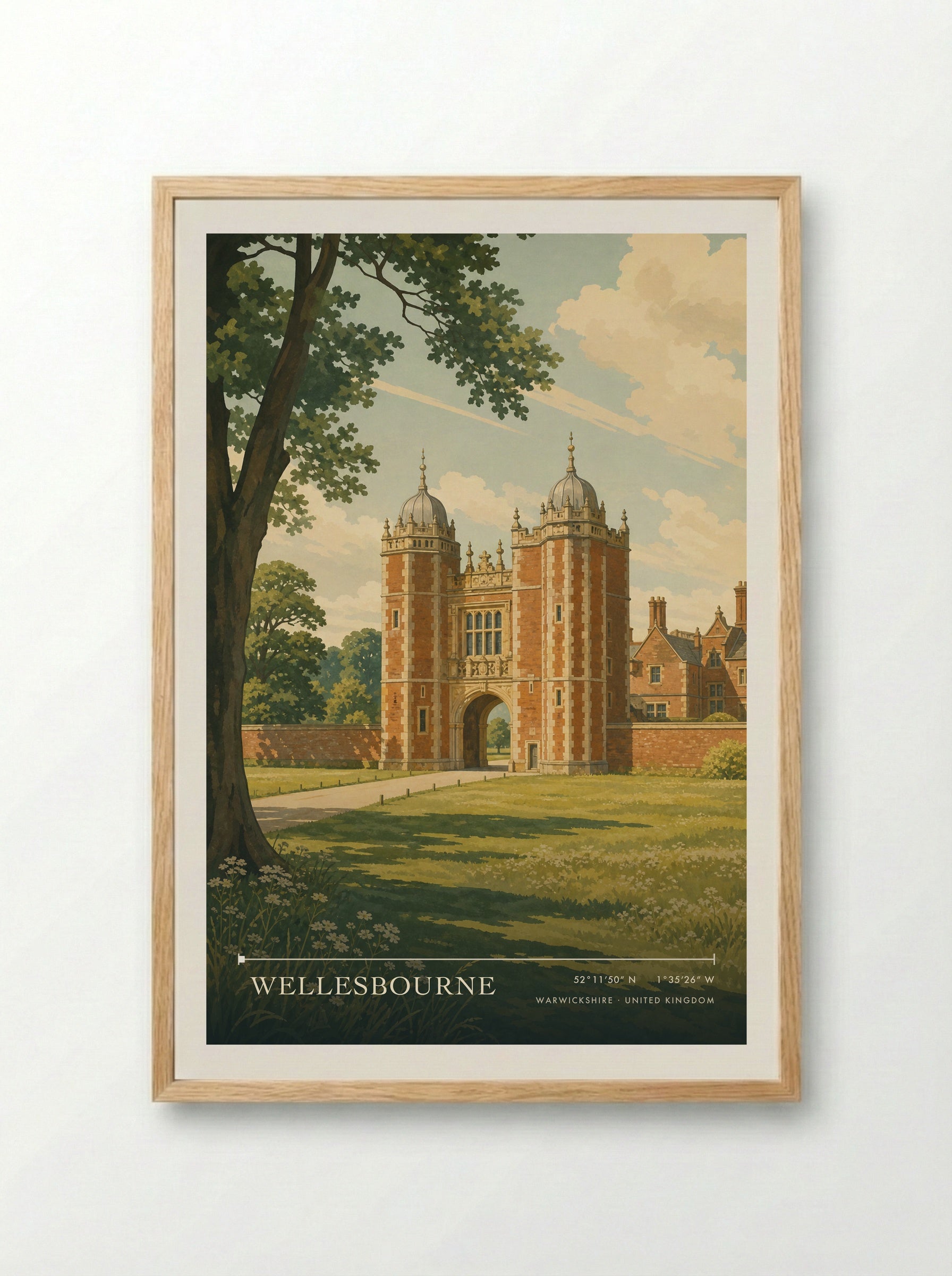 Wellesbourne Warwickshire United Kingdom Travel Poster - Framed Print Wood