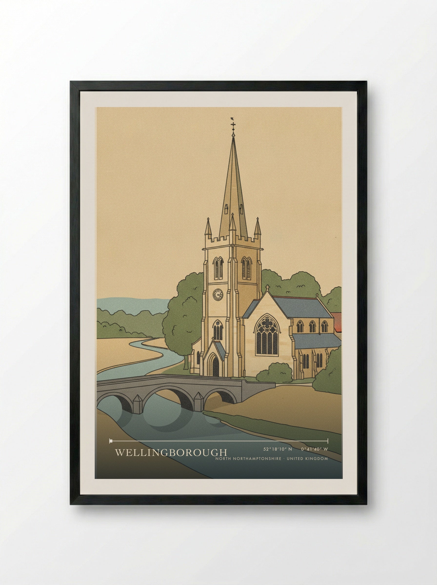 Wellingborough North Northamptonshire United Kingdom Travel Poster - Framed Print Black
