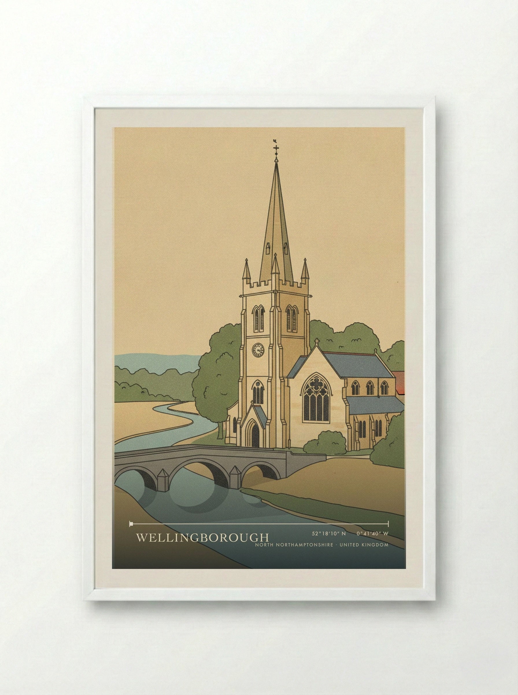 Wellingborough North Northamptonshire United Kingdom Travel Poster - Framed Print White