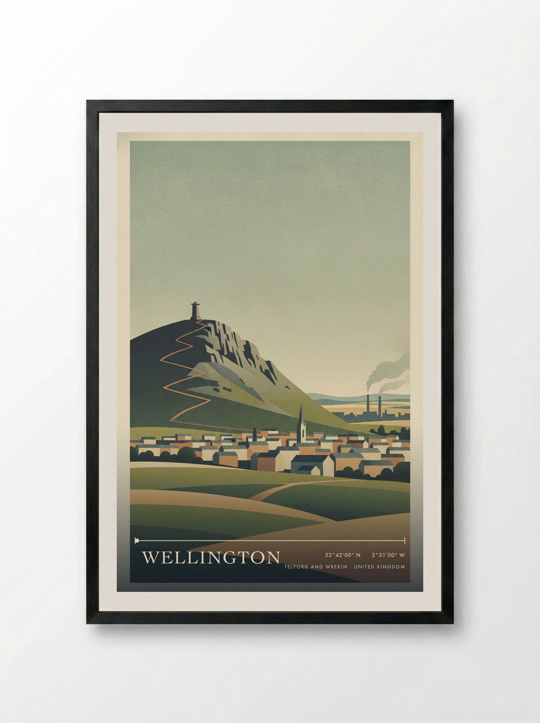 Wellington Telford and Wrekin United Kingdom Travel Poster - Framed Print Black