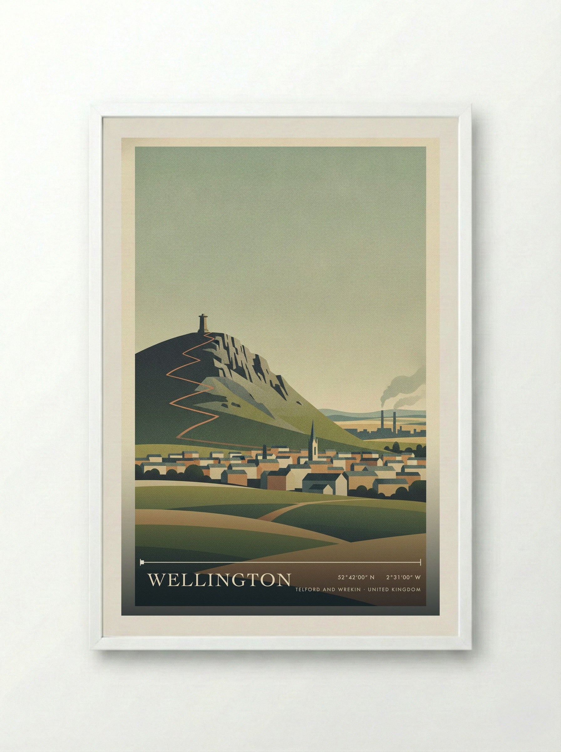Wellington Telford and Wrekin United Kingdom Travel Poster - Framed Print White