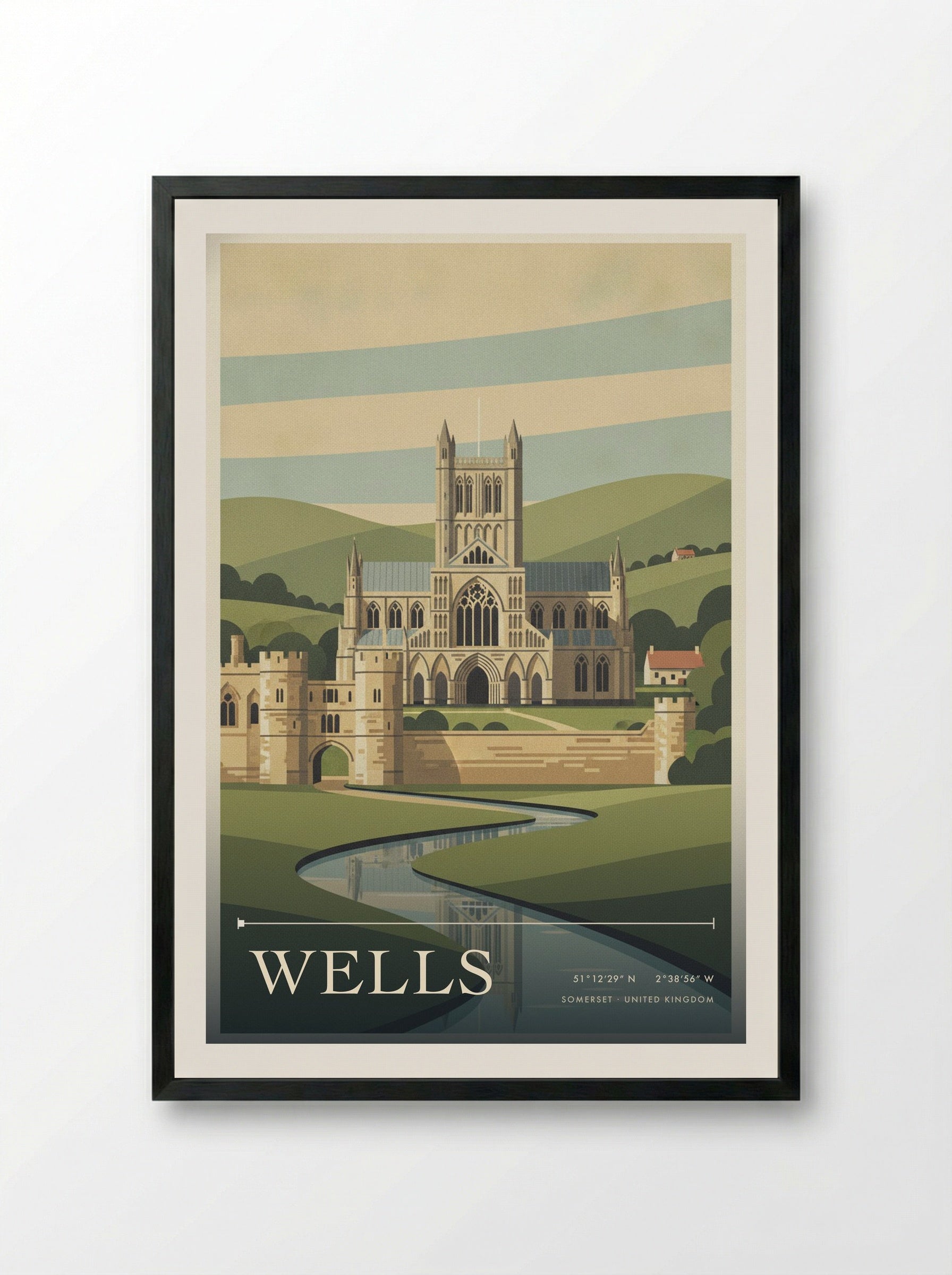 Wells Somerset United Kingdom Travel Poster - Framed Print Black