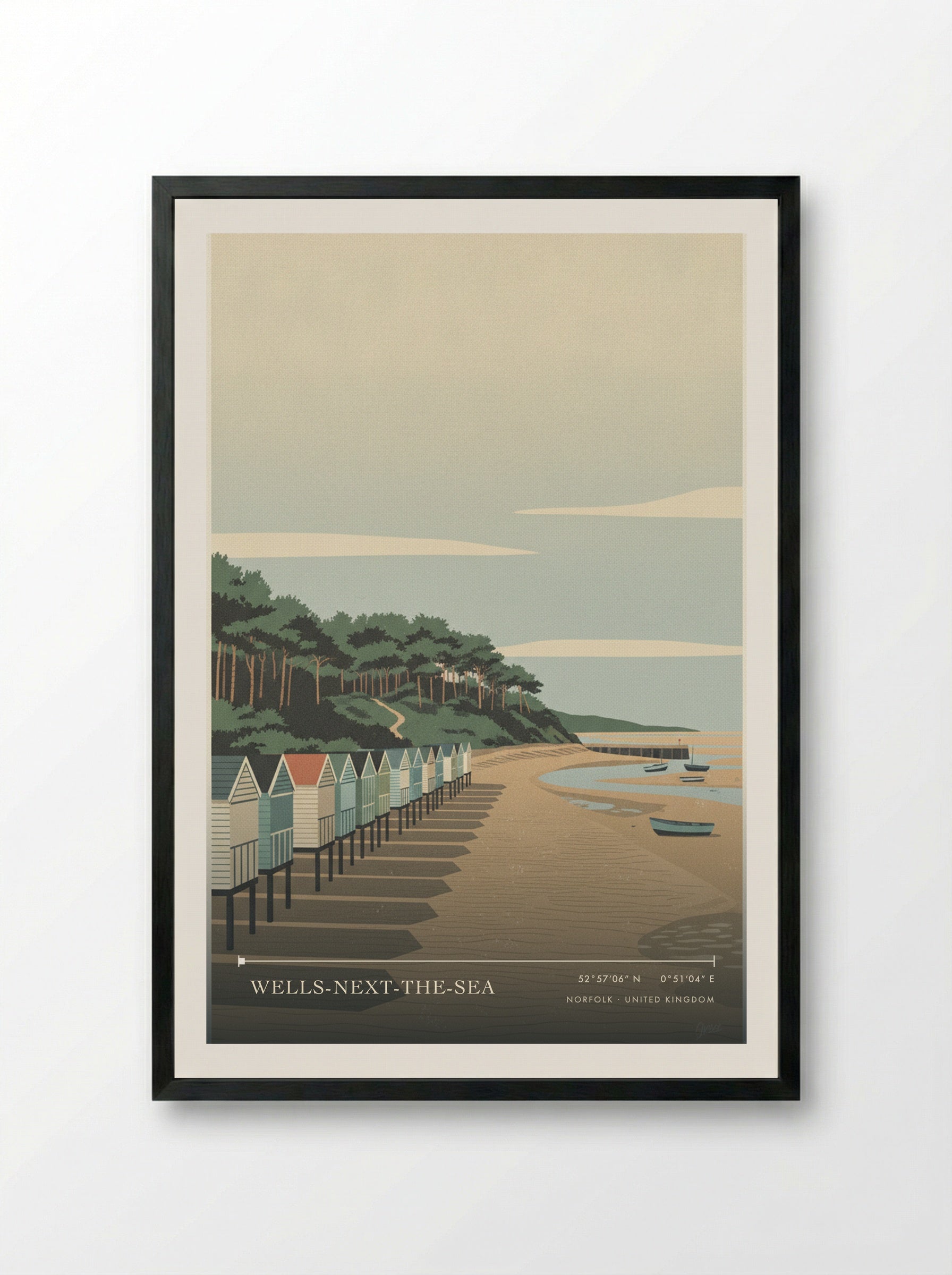 Wells-next-the-Sea Norfolk United Kingdom Travel Poster - Framed Print Black