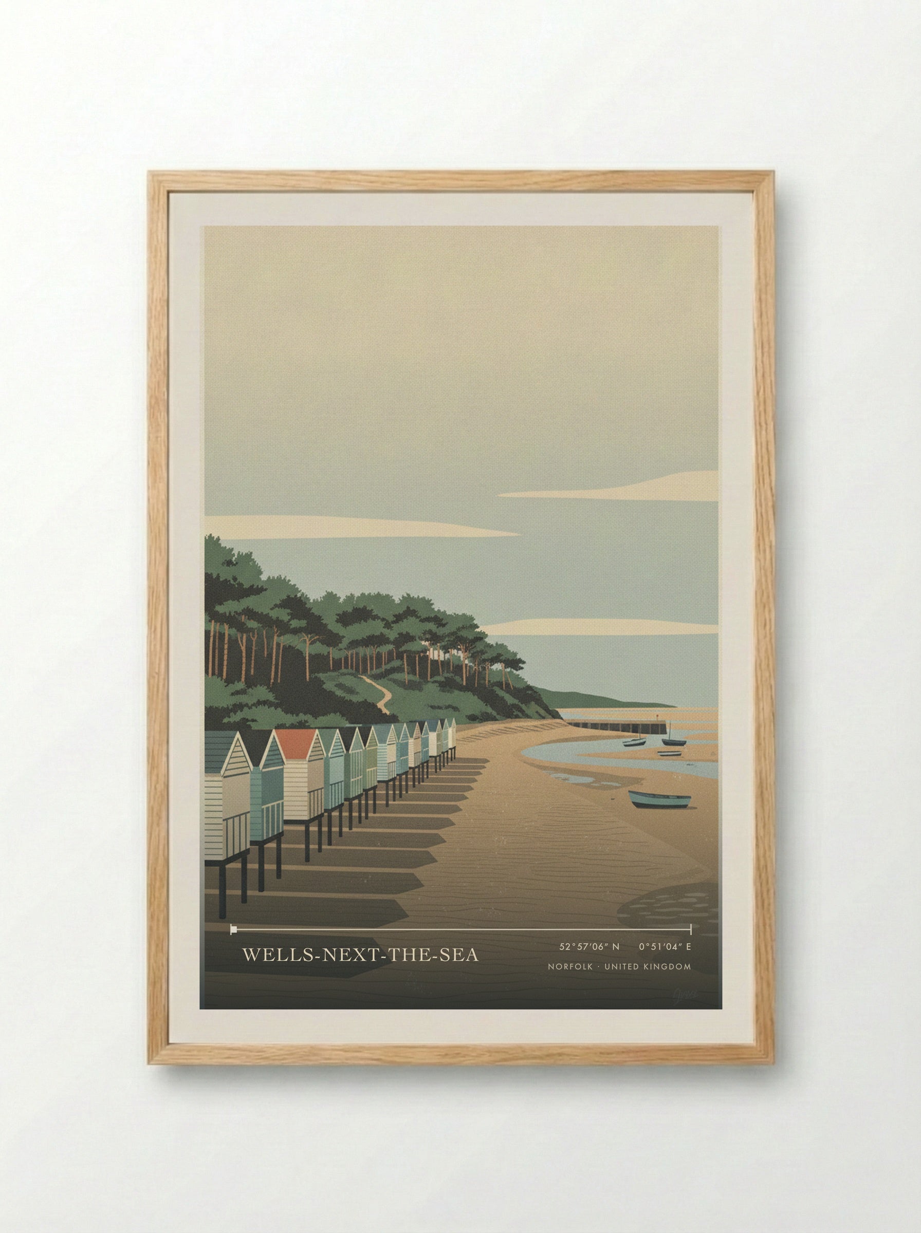 Wells-next-the-Sea Norfolk United Kingdom Travel Poster - Framed Print Wood