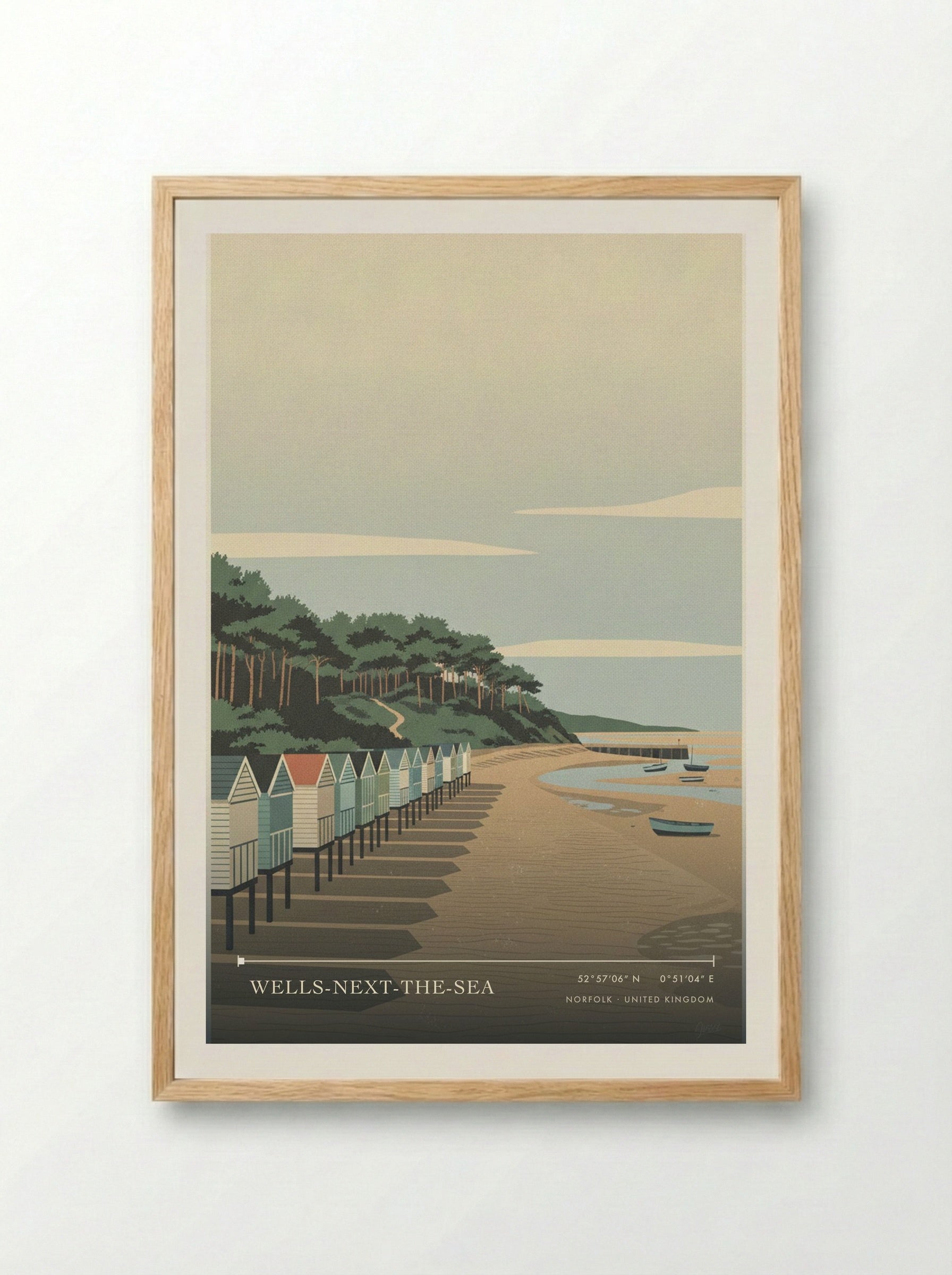 Wells-next-the-Sea Norfolk United Kingdom Travel Poster - Framed Print Wood