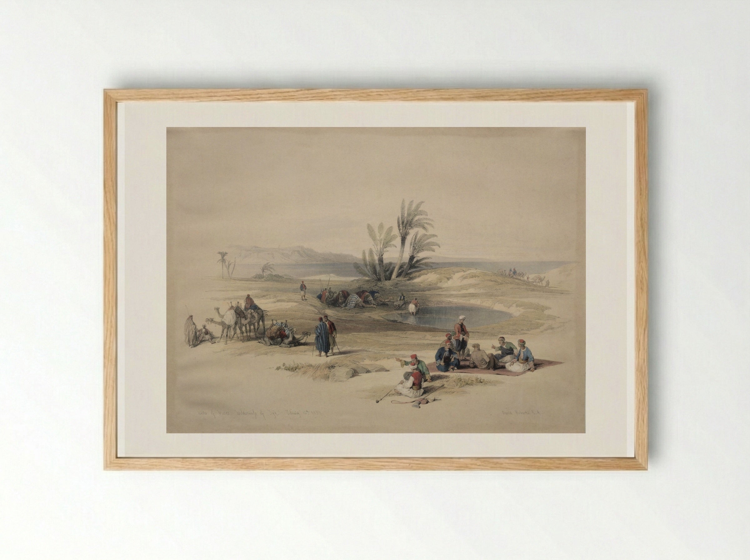 Wells of Moses, Wilderness of Tyh - David Roberts - Framed Print Wood
