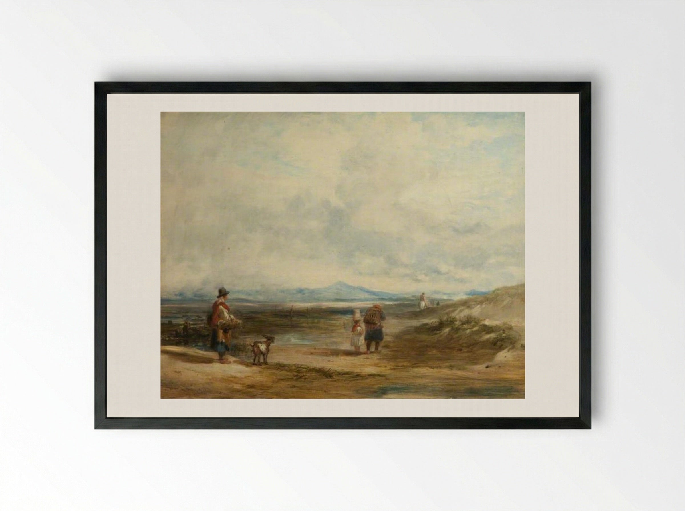 Welsh Peasants Returning from Market; Scene near Barmouth - William Collins - Framed Print Black
