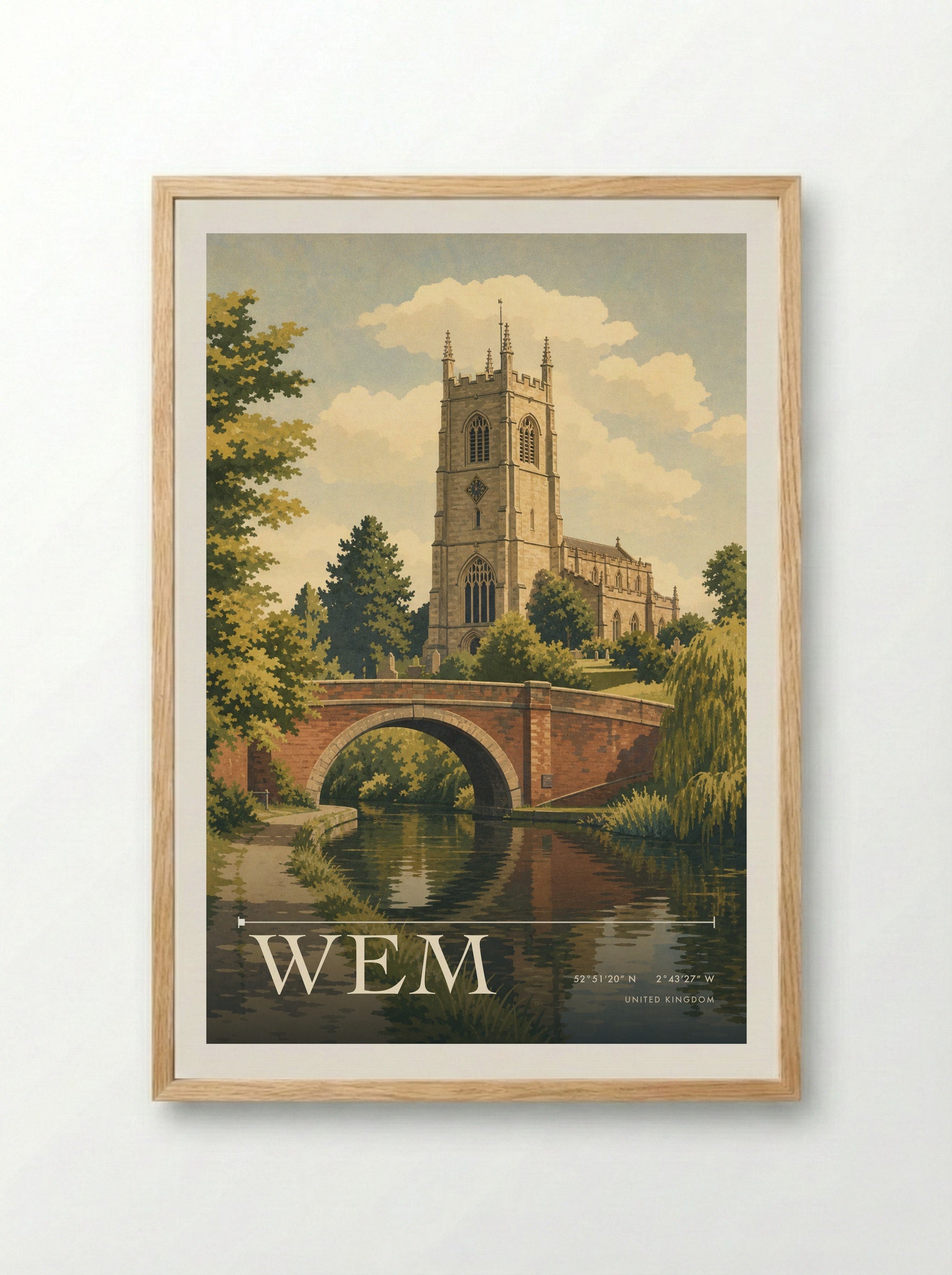 Wem United Kingdom Travel Poster - Framed Print Wood