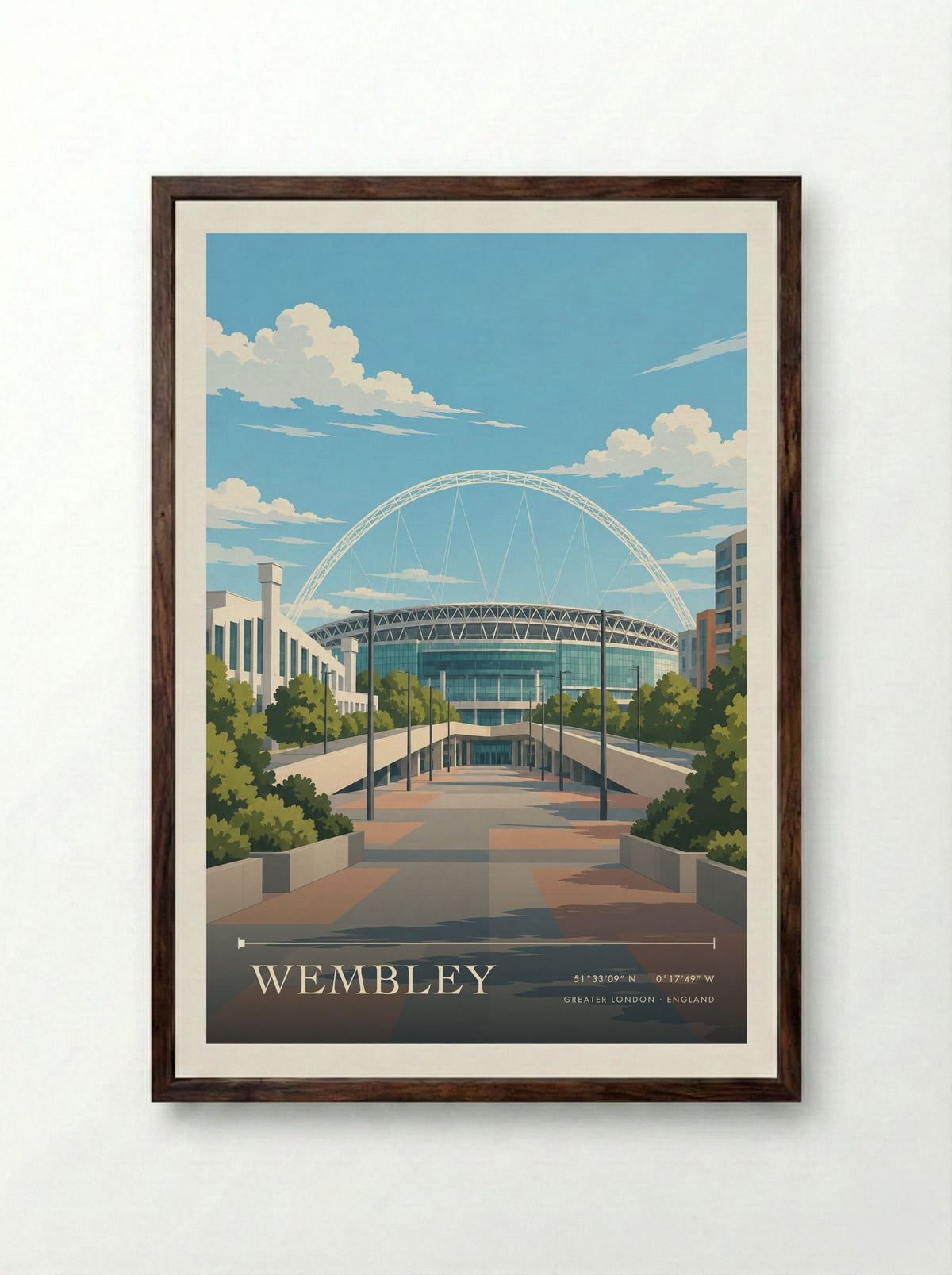 Wembley, Greater London | Travel Poster - Framed Print Dark Wood