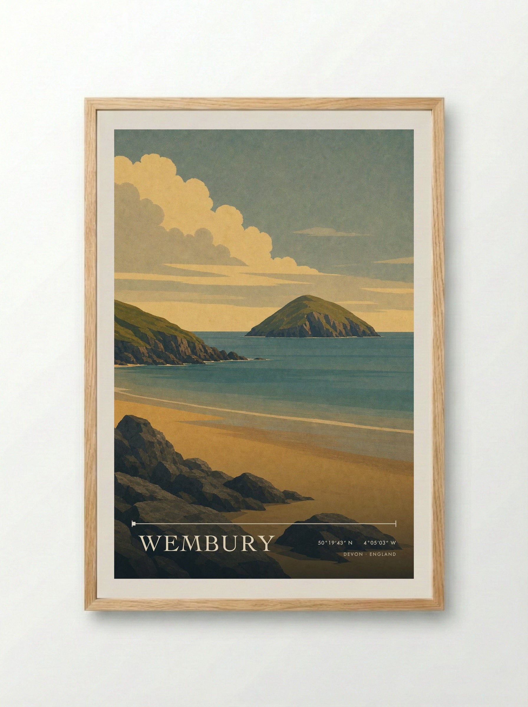 Wembury Devon England Travel Poster - Framed Print Wood