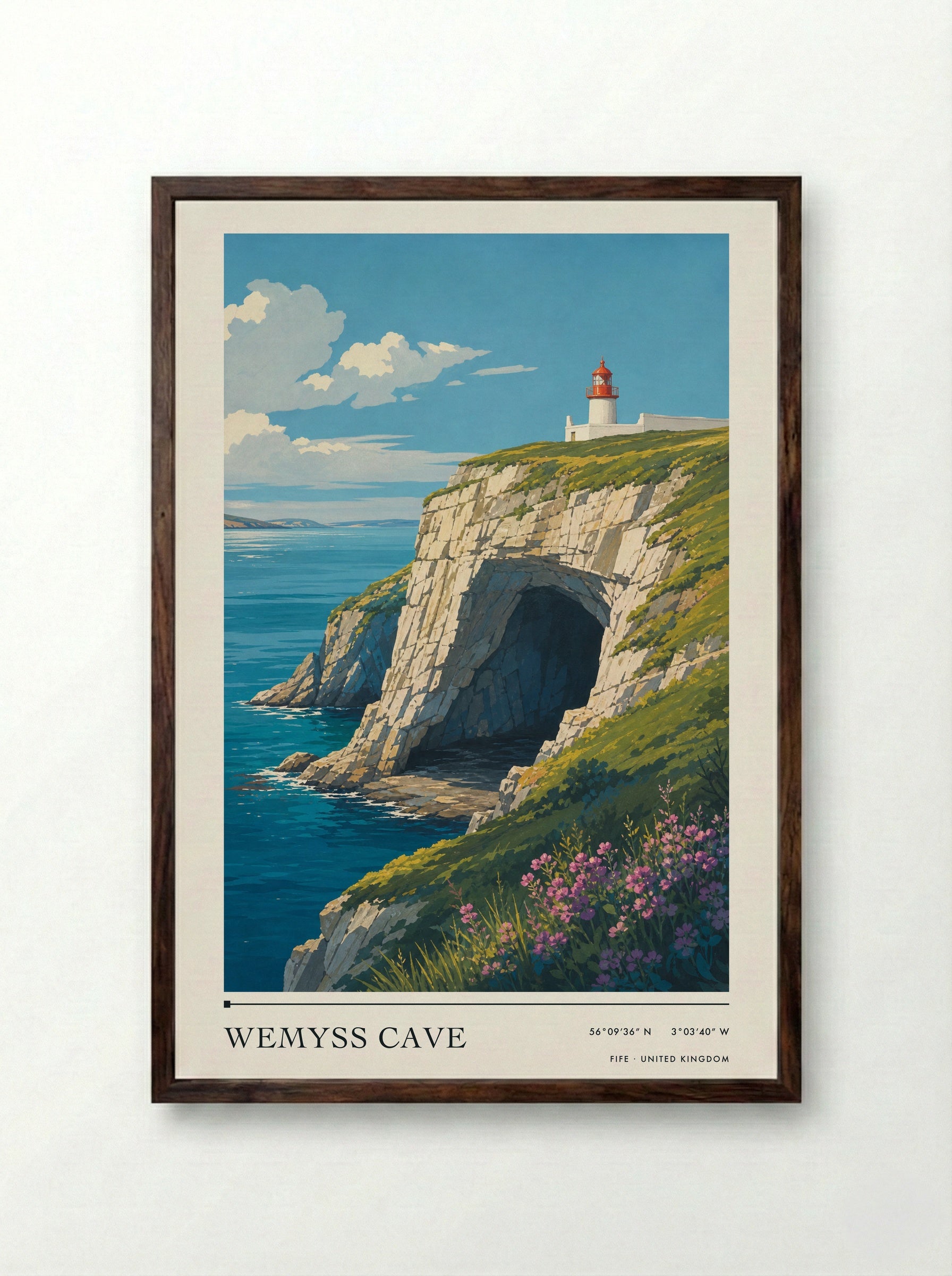 Wemyss Cave Fife United Kingdom Travel Poster - Framed Print Dark Wood