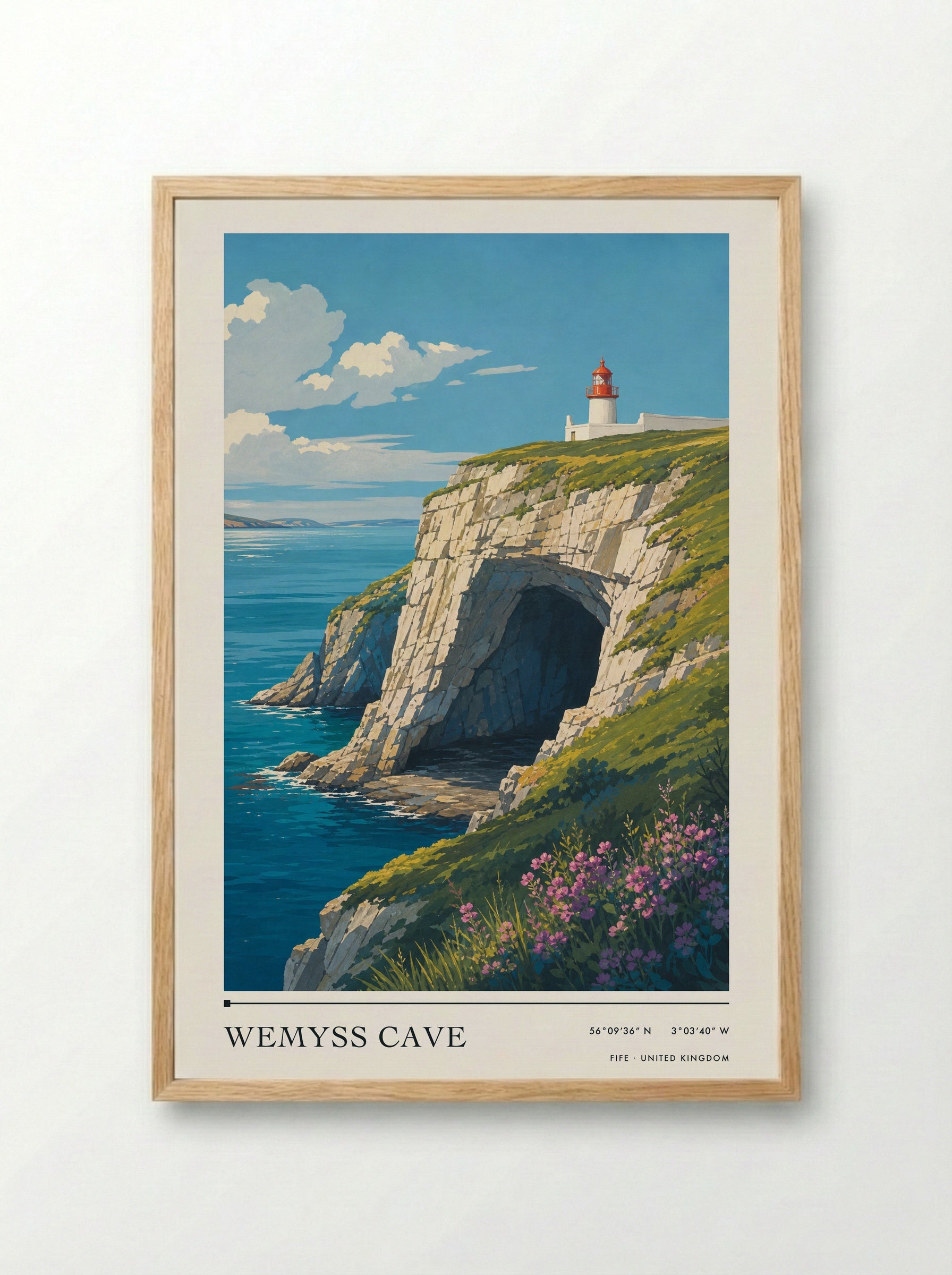 Wemyss Cave Fife United Kingdom Travel Poster - Framed Print Wood