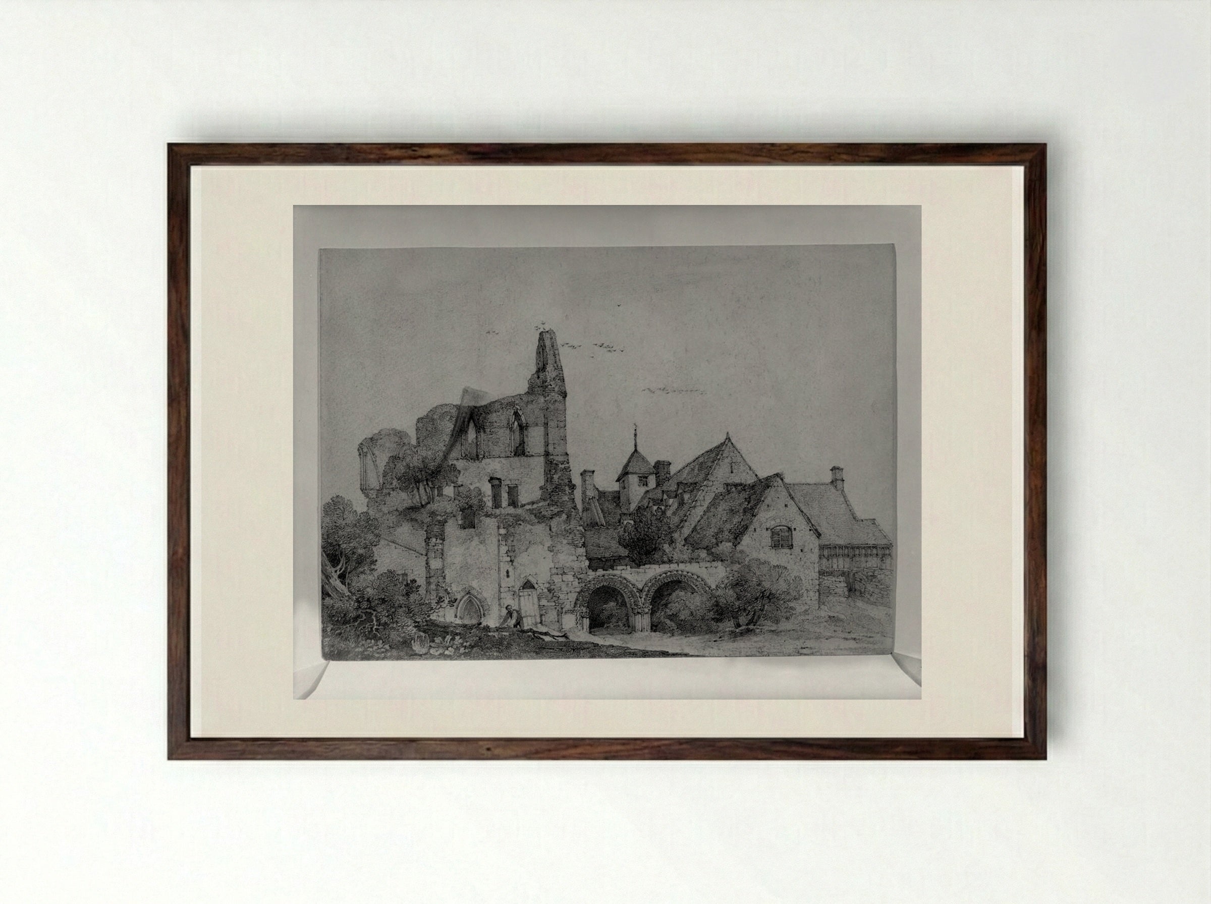 Wenlock Priory - John Sell Cotman - Framed Print Dark Wood