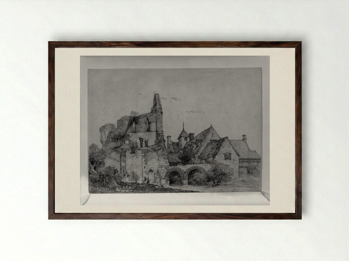 Wenlock Priory - John Sell Cotman - Framed Print Dark Wood