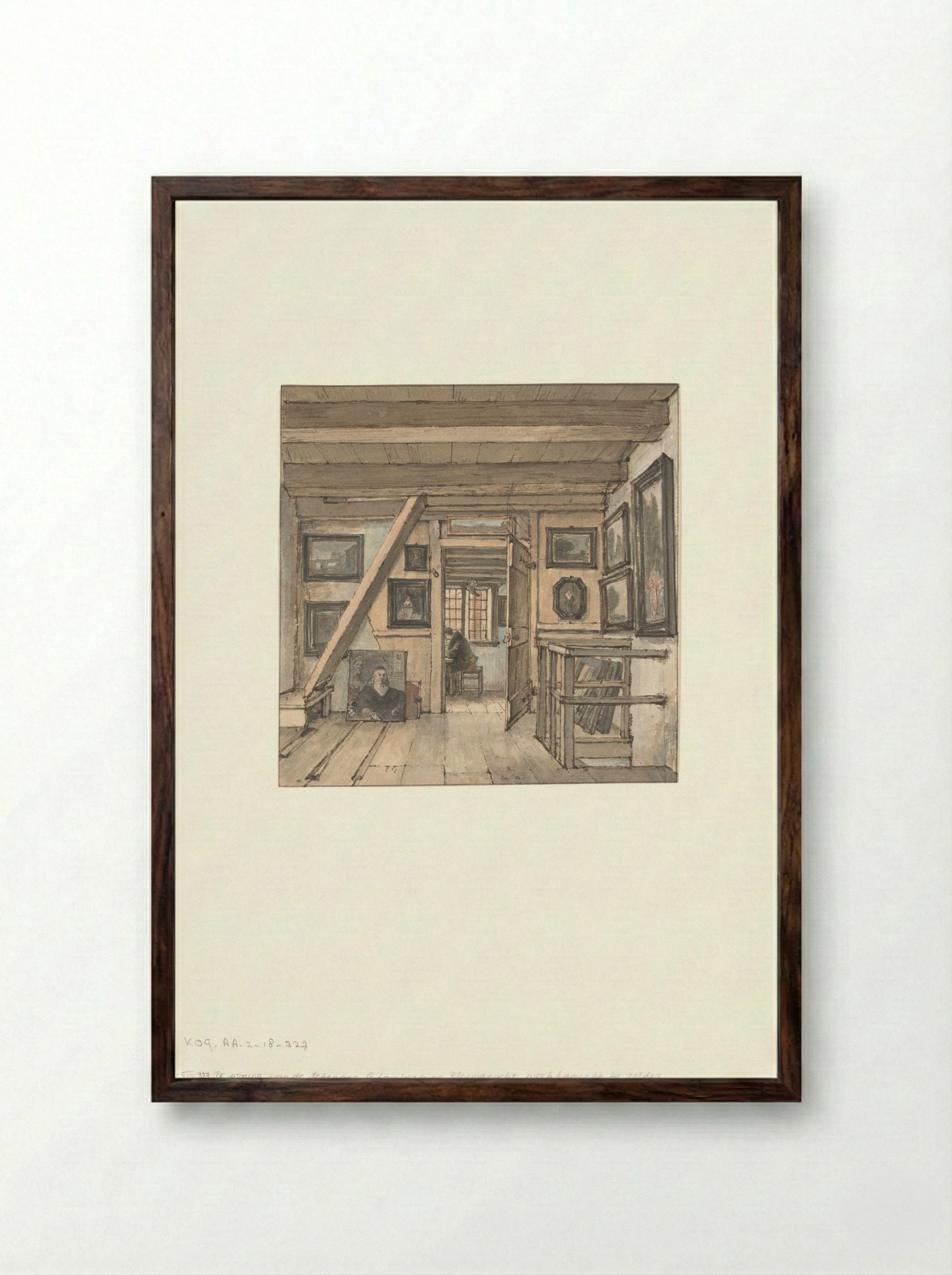 Werkkamer van de kunstenaar - Gerrit Lamberts - Framed Print Dark Wood