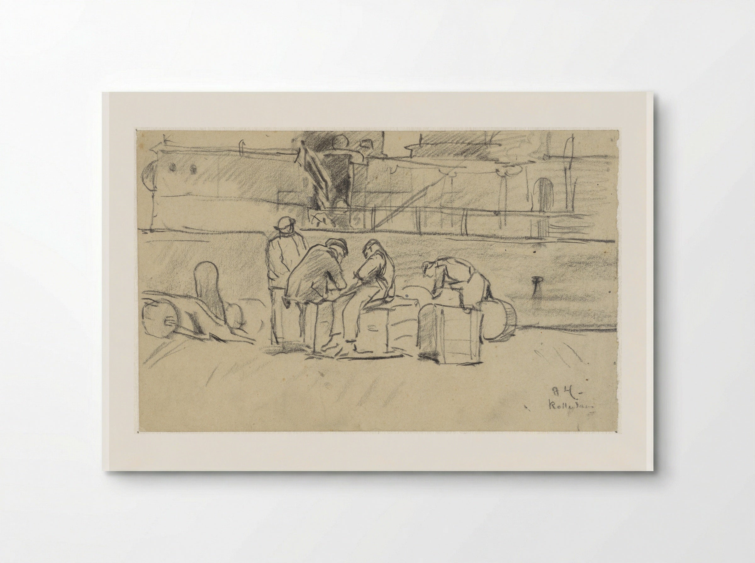 Werklui bij kade te Rotterdam - Adolf le Comte - Poster