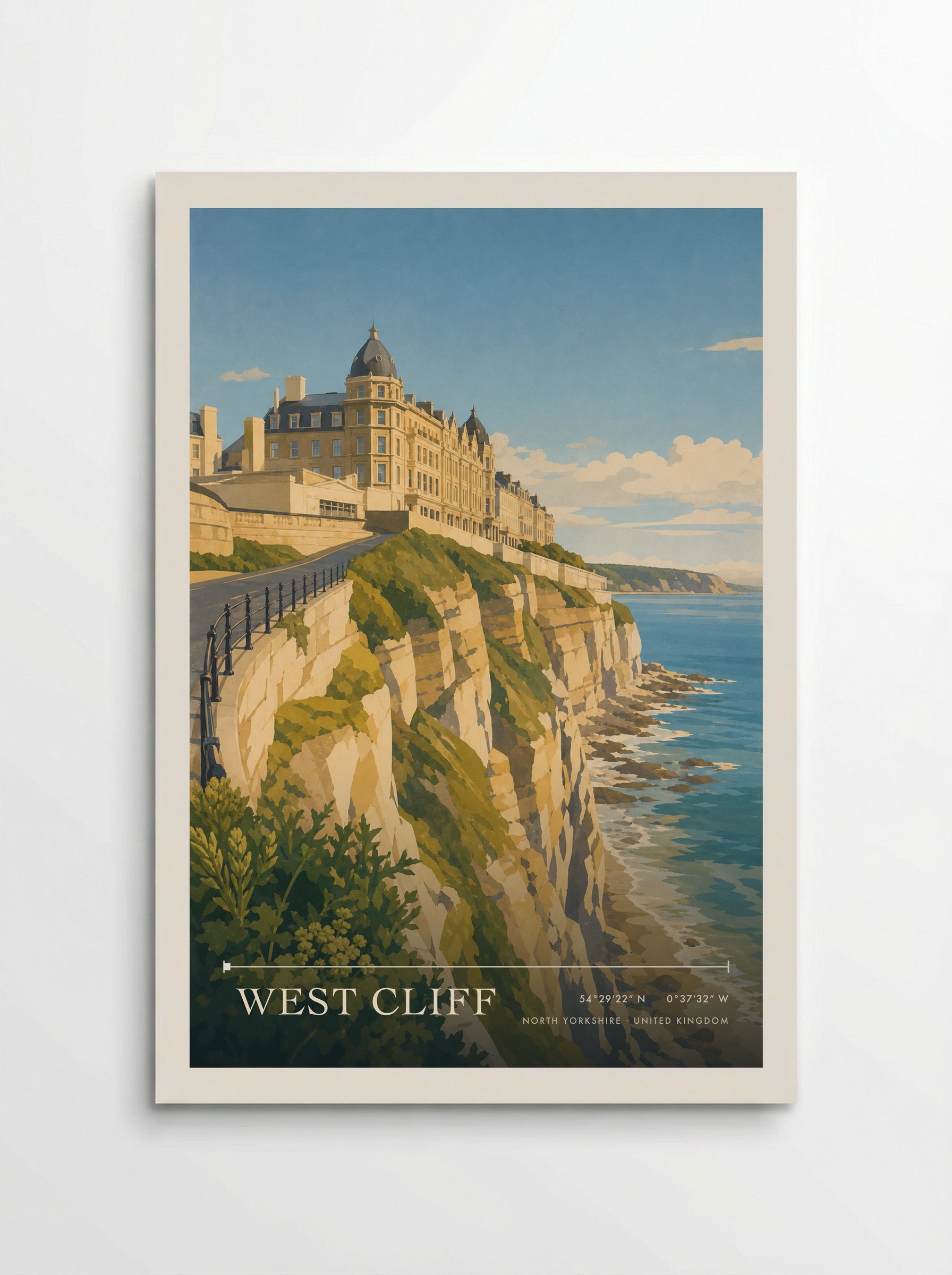 West Cliff North Yorkshire United Kingdom Travel Poster - Poster