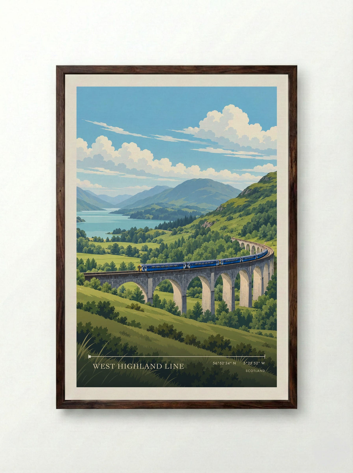 West Highland Line | Travel Poster - Framed Print Dark Wood