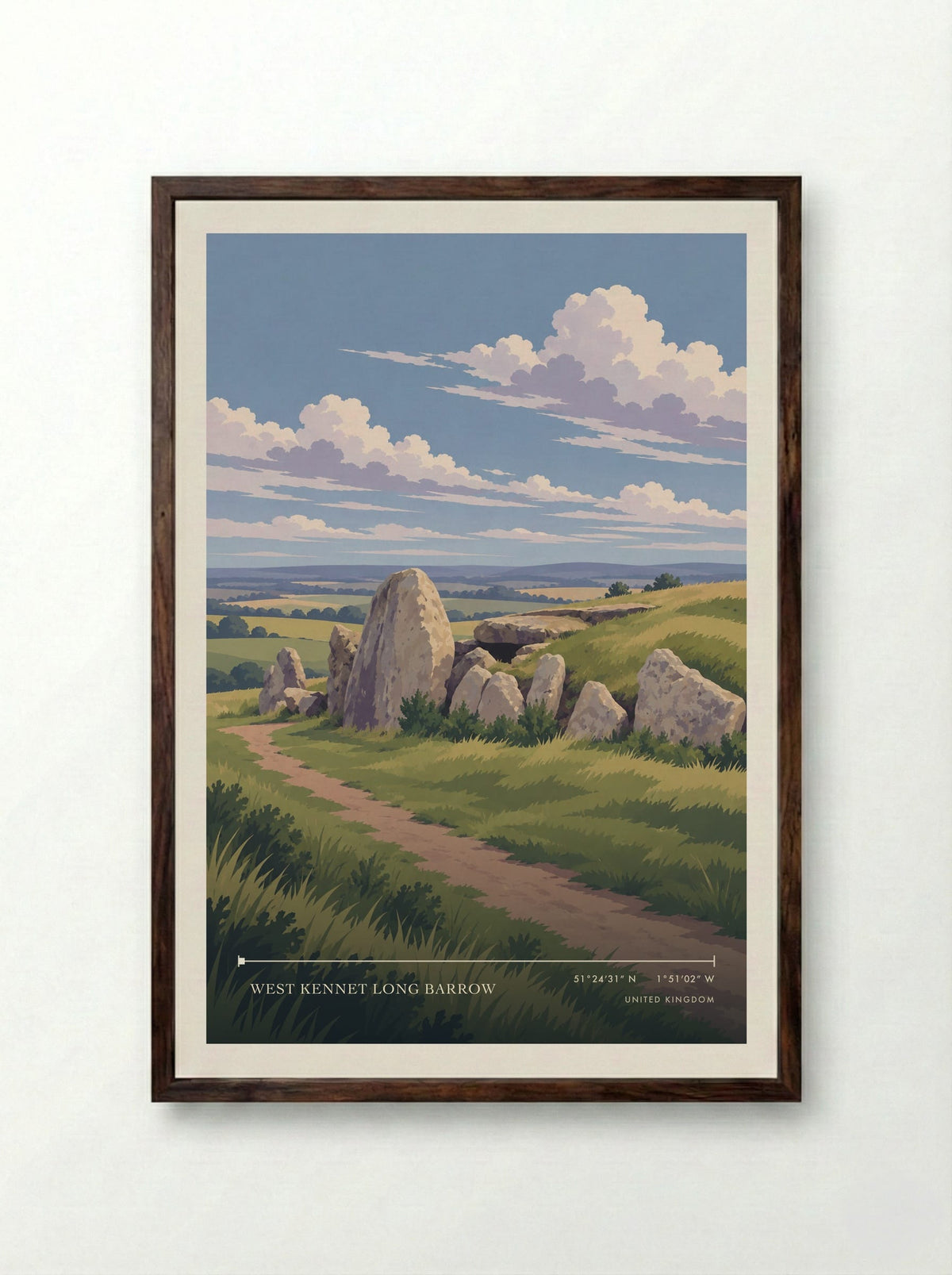 West Kennet Long Barrow | Travel Poster - Framed Print Dark Wood