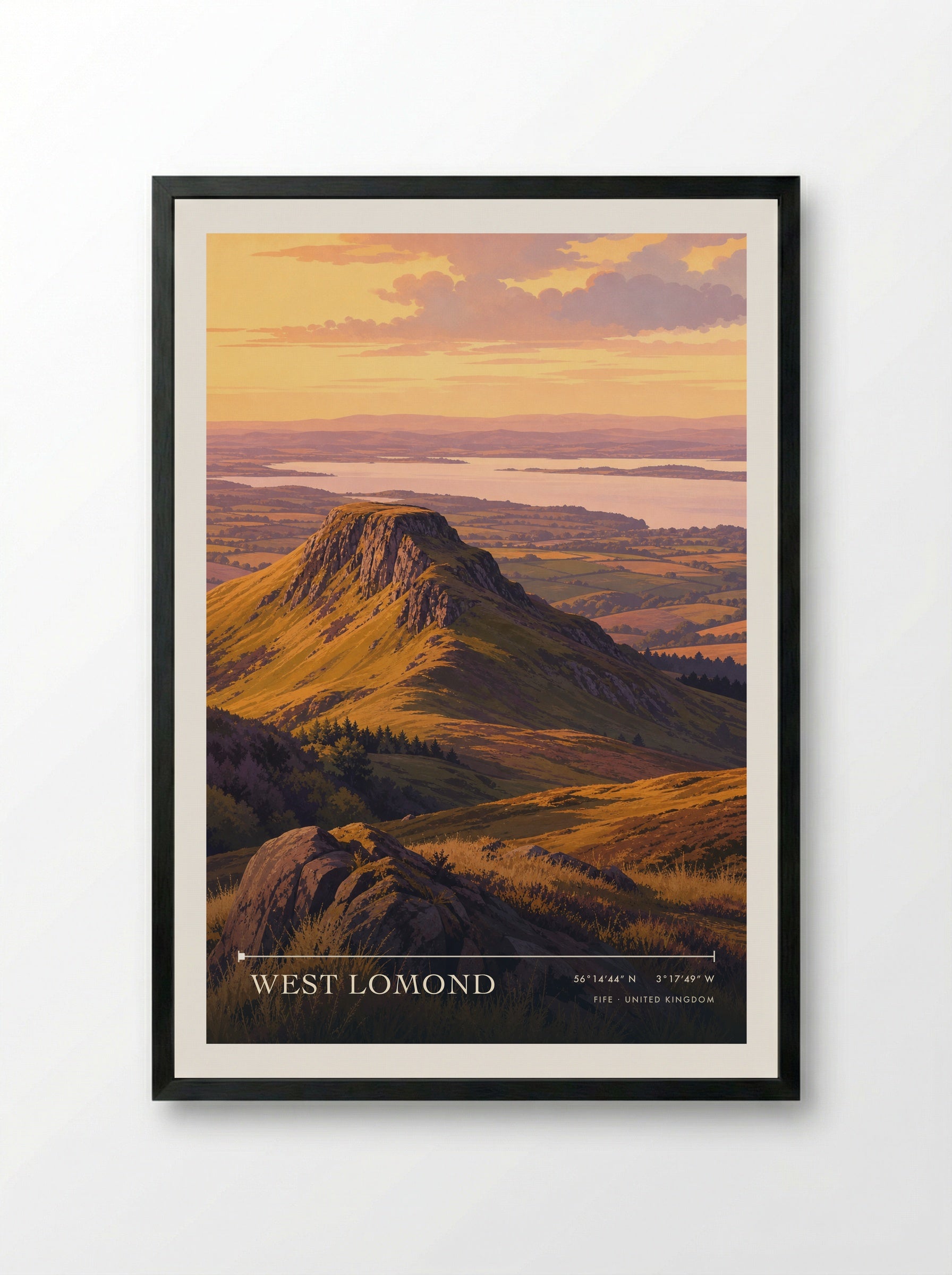 West Lomond Fife United Kingdom Travel Poster - Framed Print Black