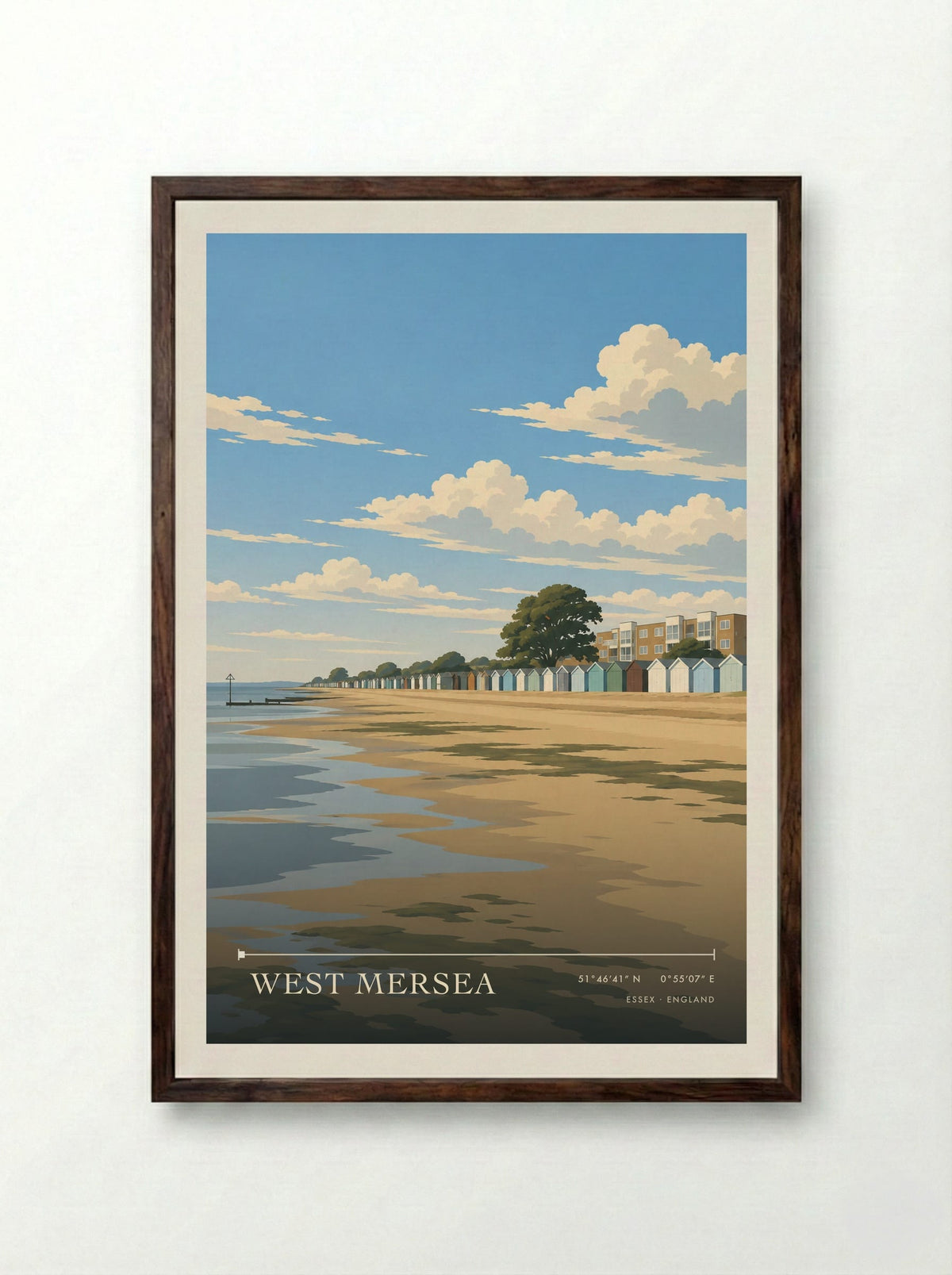West Mersea, Essex | Travel Poster - Framed Print Dark Wood