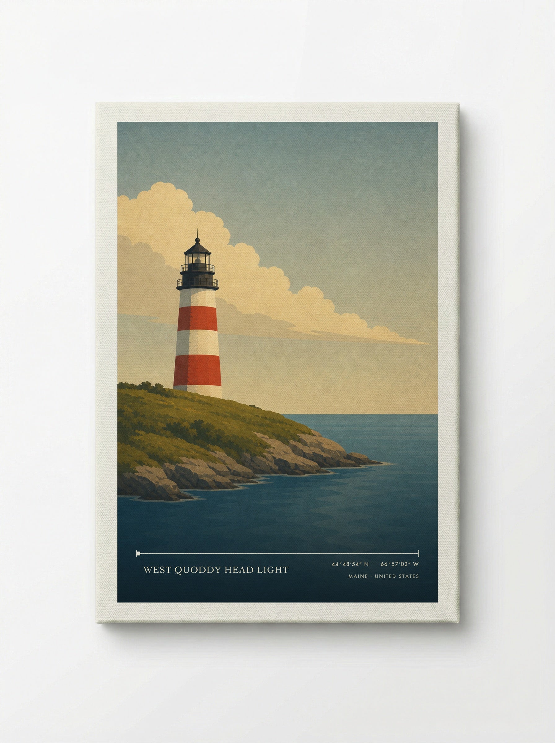 West Quoddy Head Light Travel Poster Artwork - Canvas