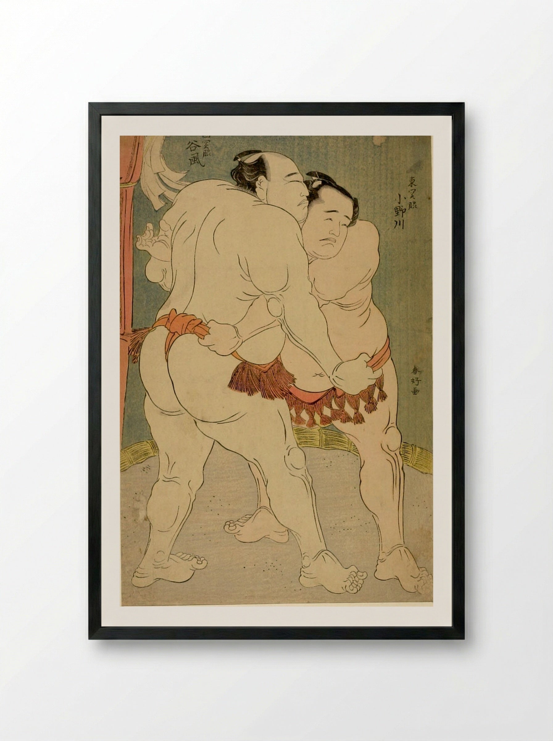 West Side Champion Tamikaze Wrestling East Side Champion Onogawa - Katsukawa Shunkō - Framed Print Black