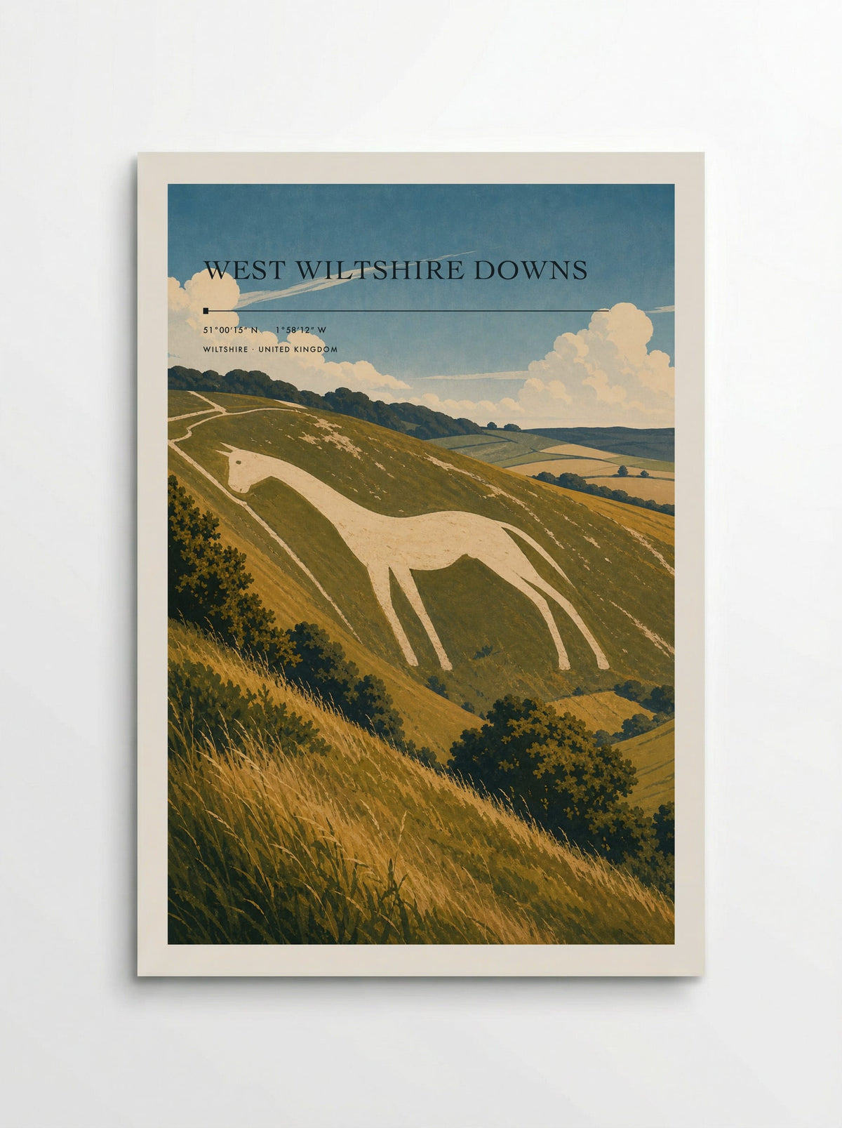 West Wiltshire Downs United Kingdom Travel Poster - Poster