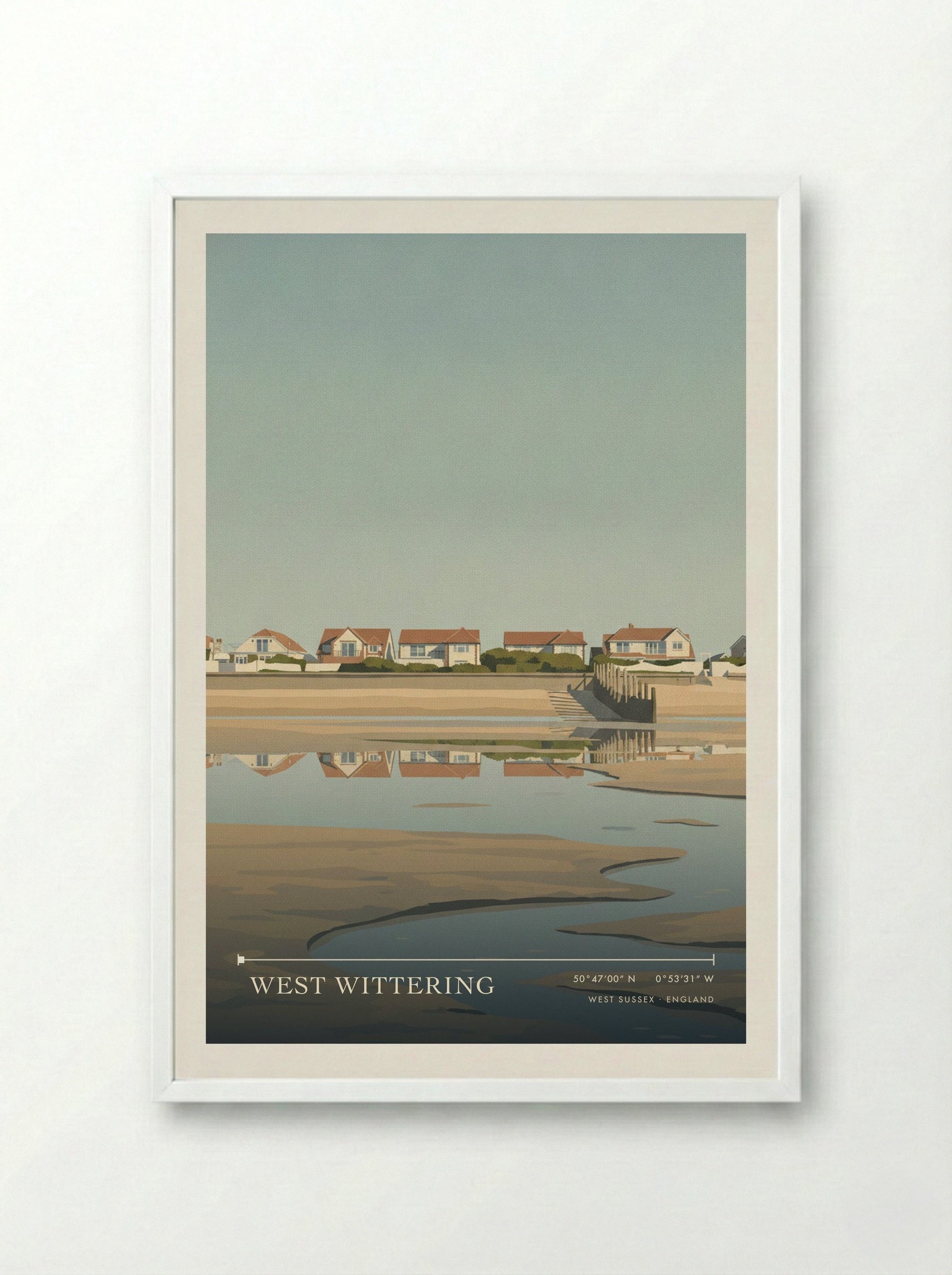 West Wittering West Sussex England Travel Poster - Framed Print White