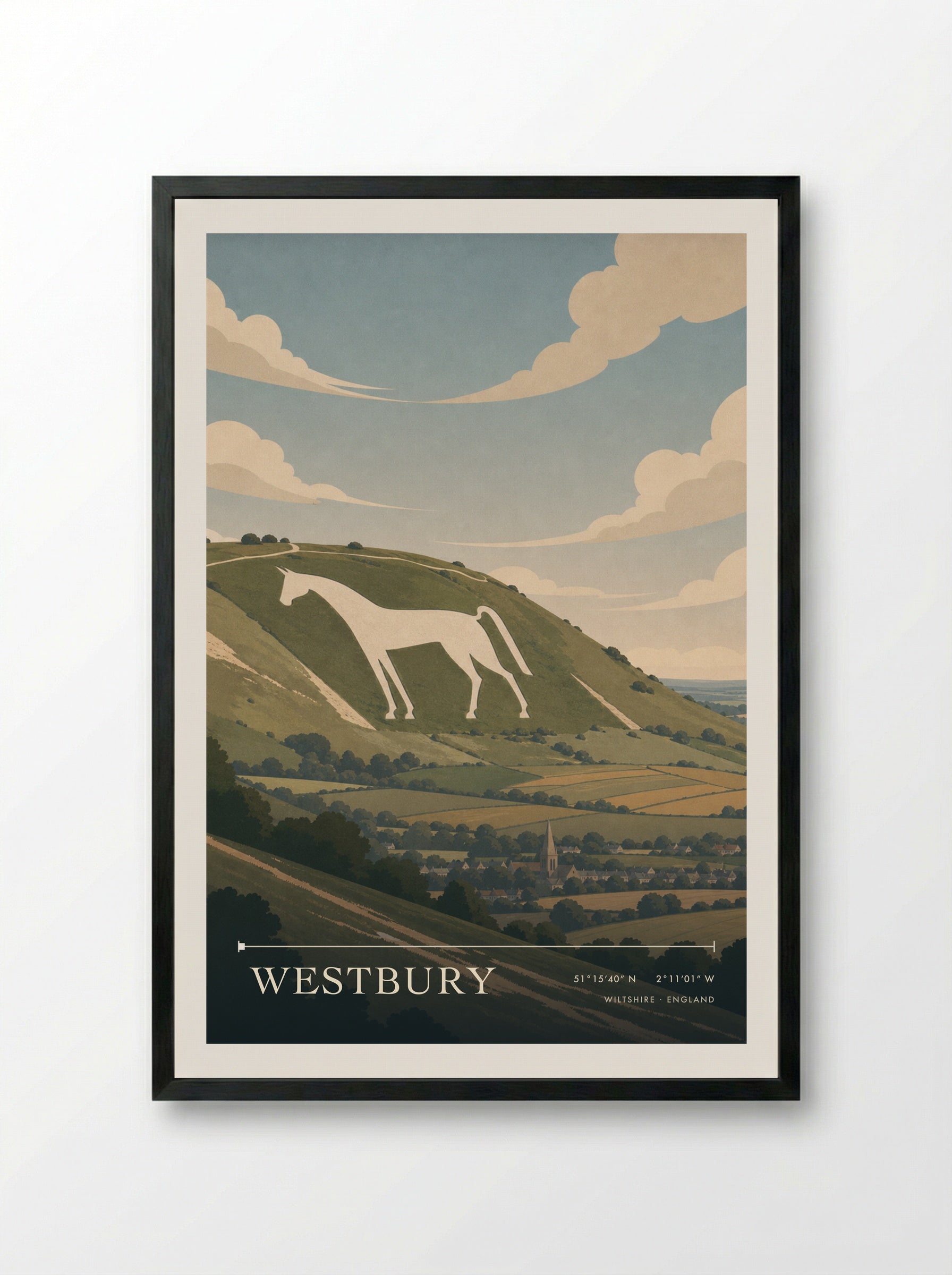 Westbury Wiltshire England Travel Poster - Framed Print Black