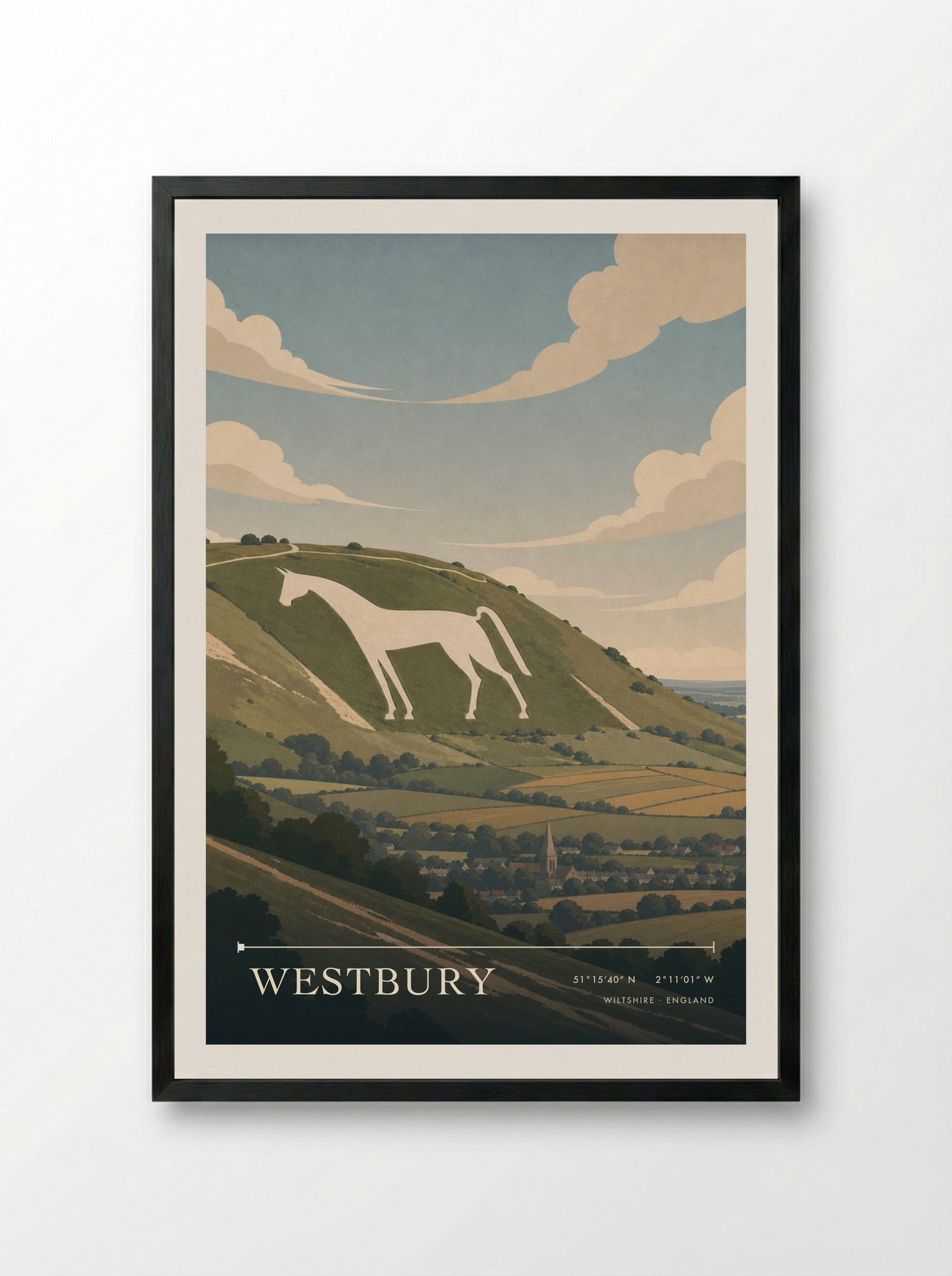 Westbury Wiltshire England Travel Poster - Framed Print Black