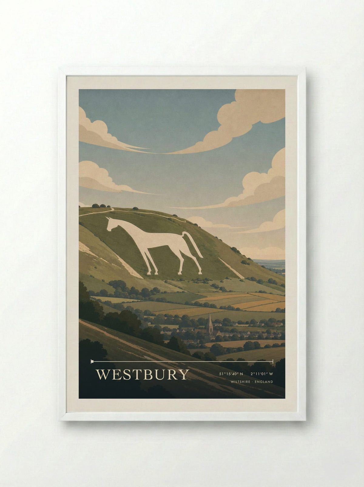 Westbury Wiltshire England Travel Poster - Framed Print White