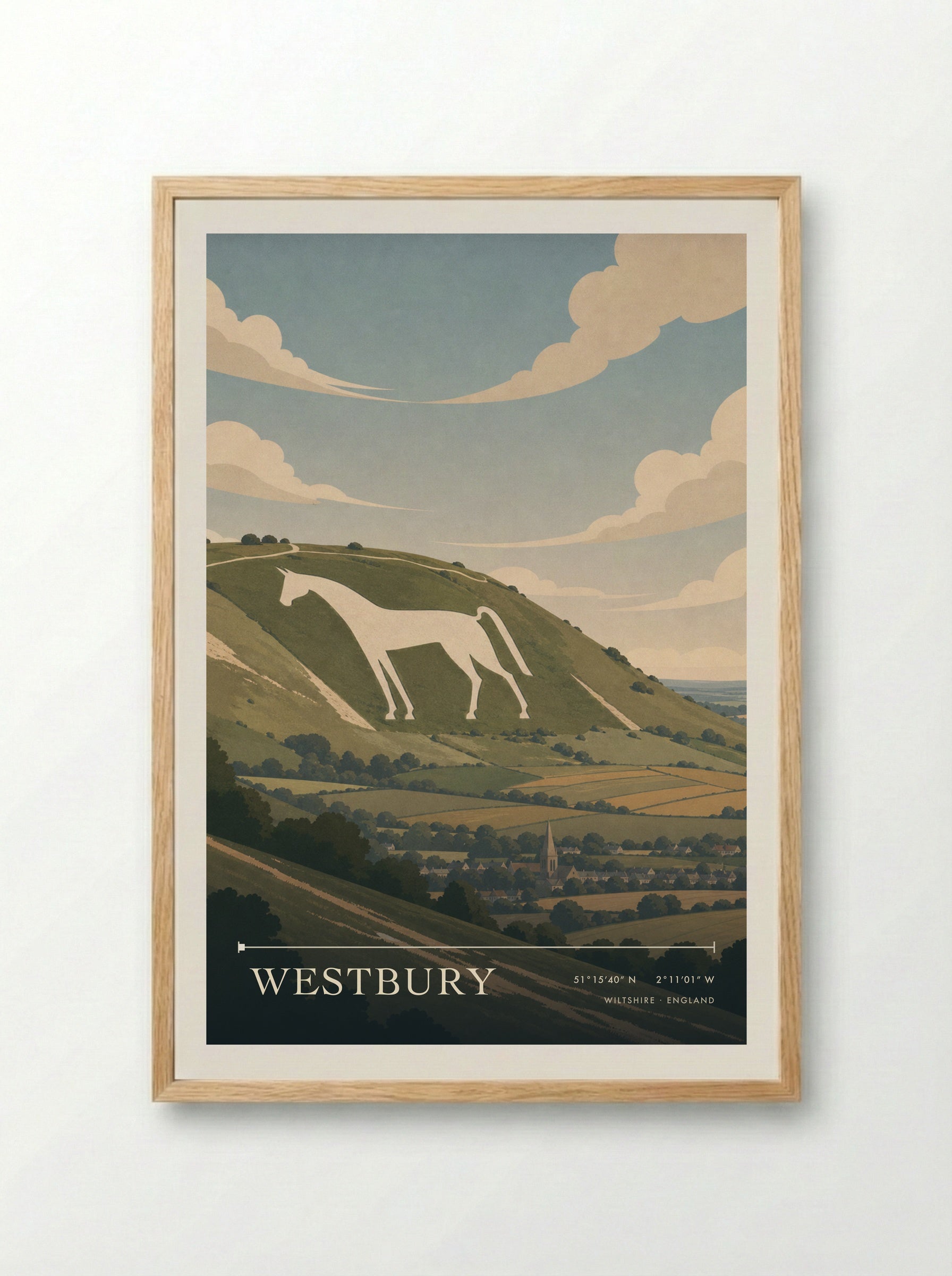 Westbury Wiltshire England Travel Poster - Framed Print Wood