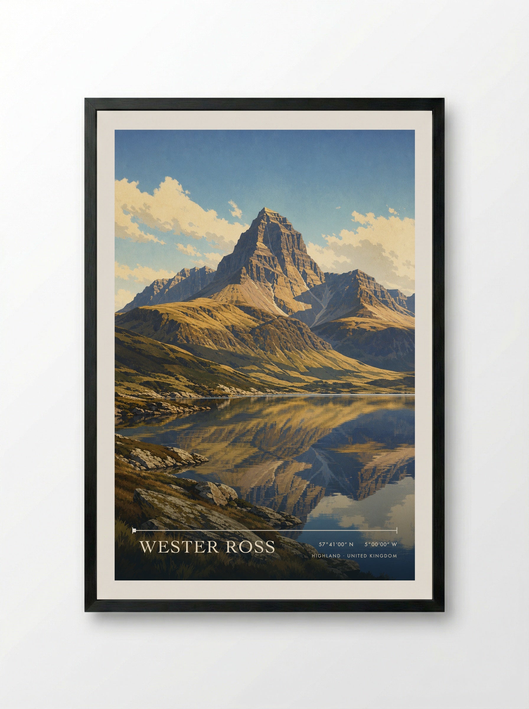 Wester Ross Highland United Kingdom Travel Poster - Framed Print Black