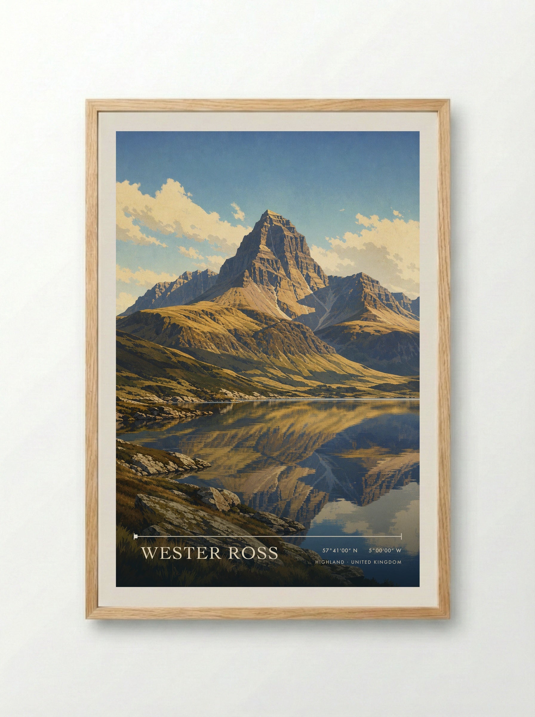 Wester Ross Highland United Kingdom Travel Poster - Framed Print Wood