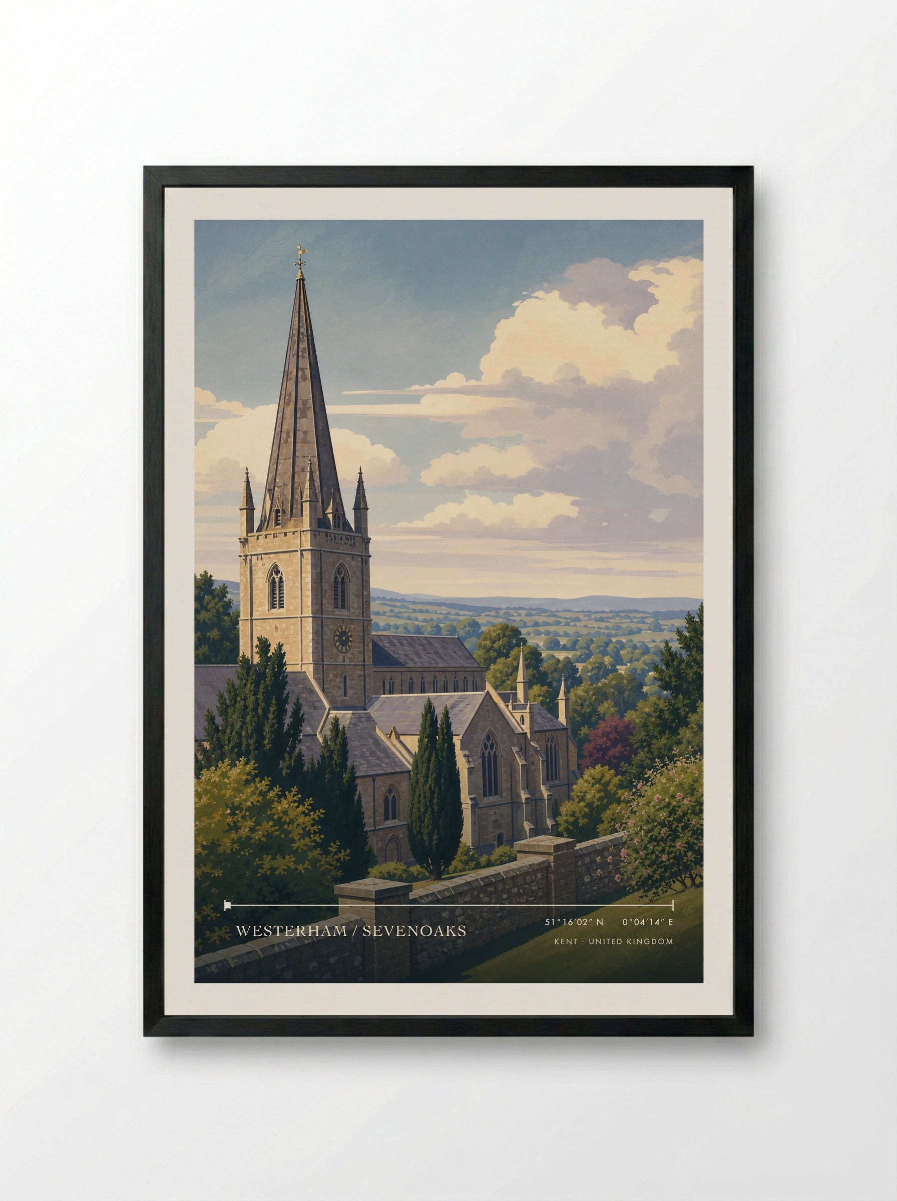 Westerham / Sevenoaks Kent United Kingdom Travel Poster - Framed Print Black