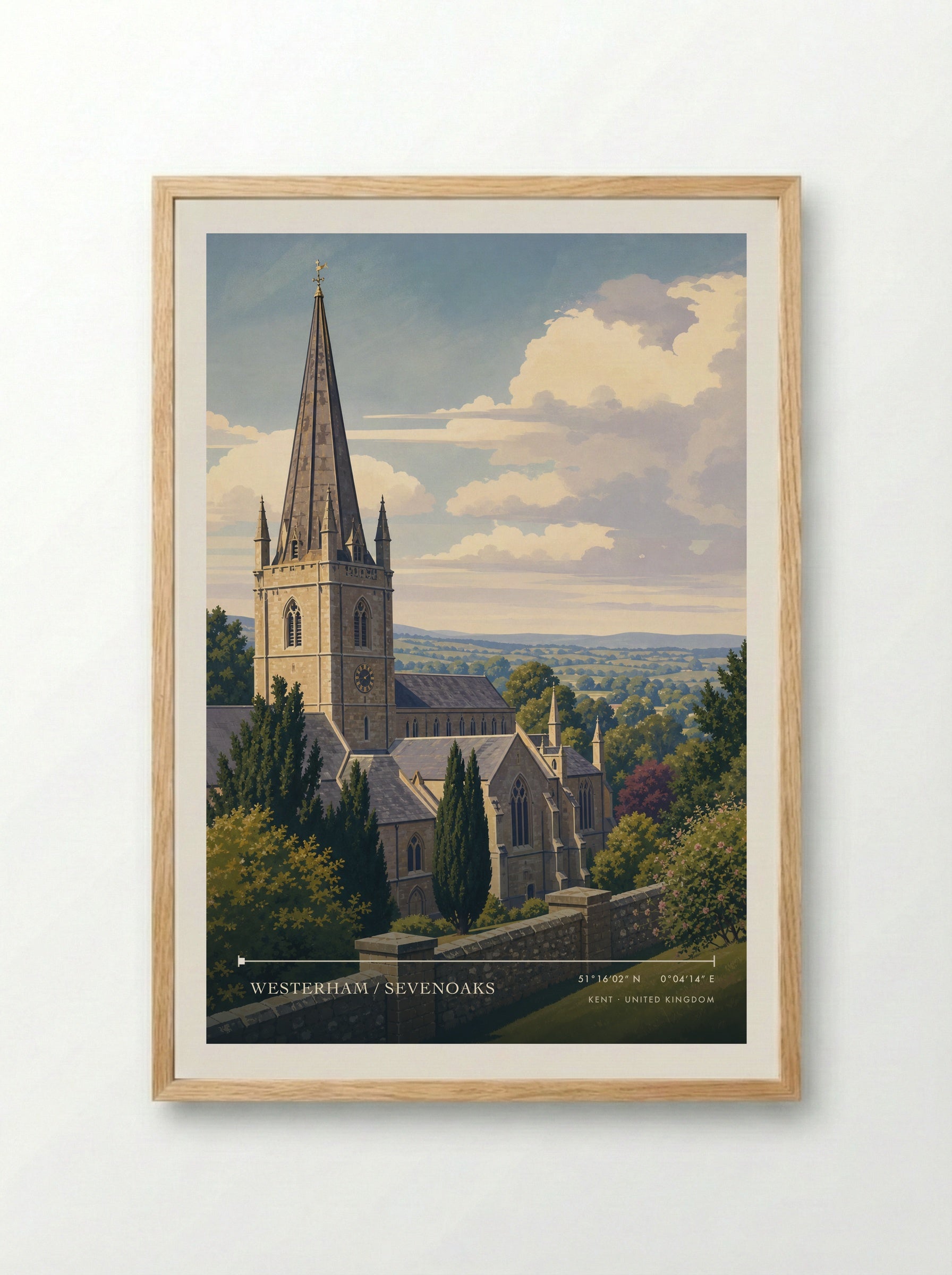 Westerham / Sevenoaks Kent United Kingdom Travel Poster - Framed Print Wood
