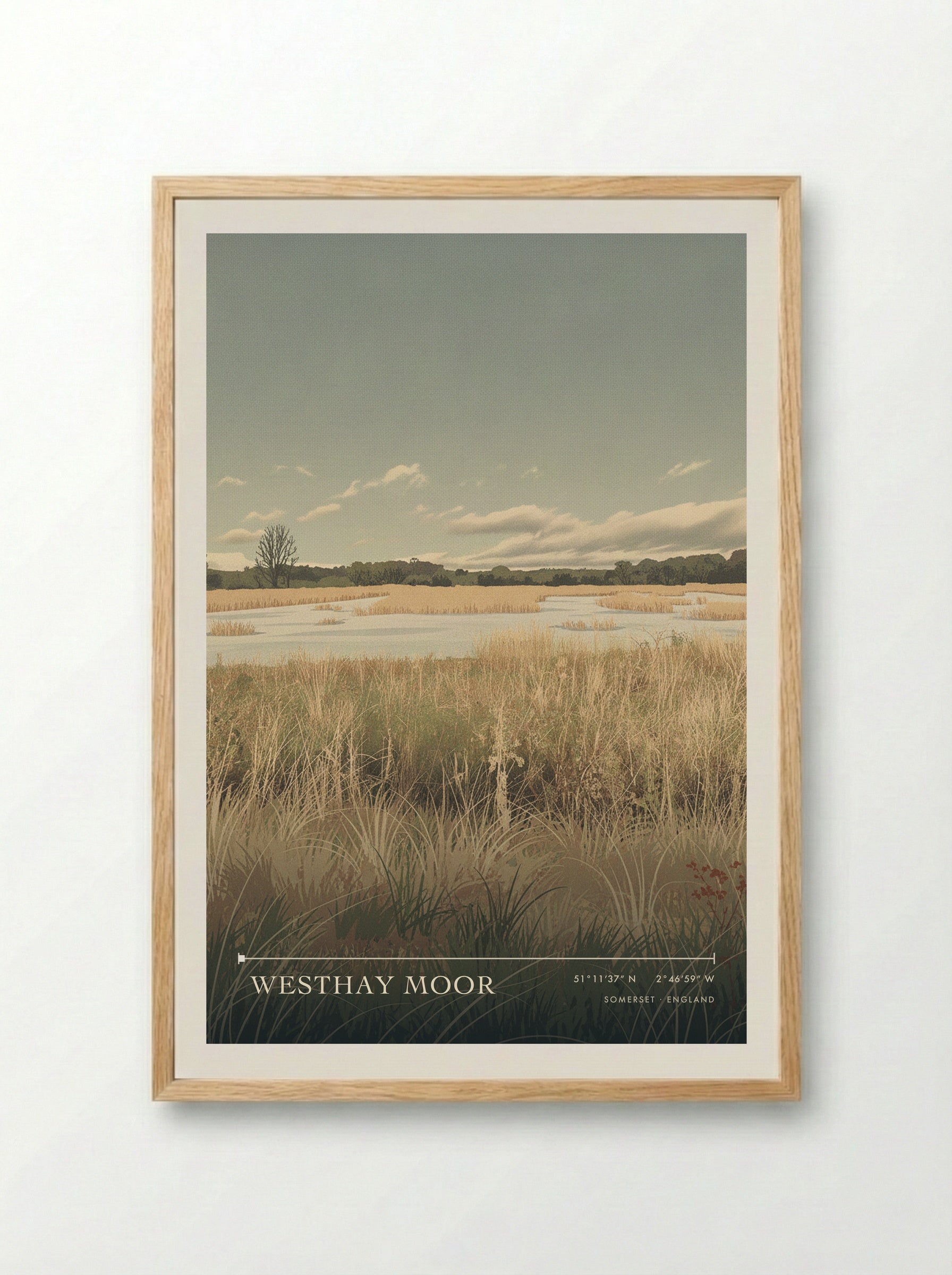 Westhay Moor Somerset England Travel Poster - Framed Print Wood