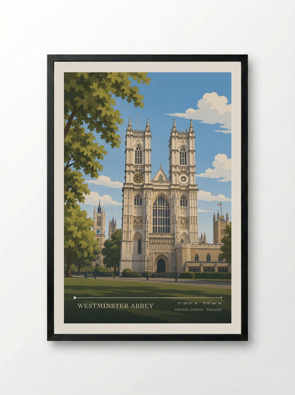 Westminster Abbey, Greater London | Travel Poster - Framed Print Black