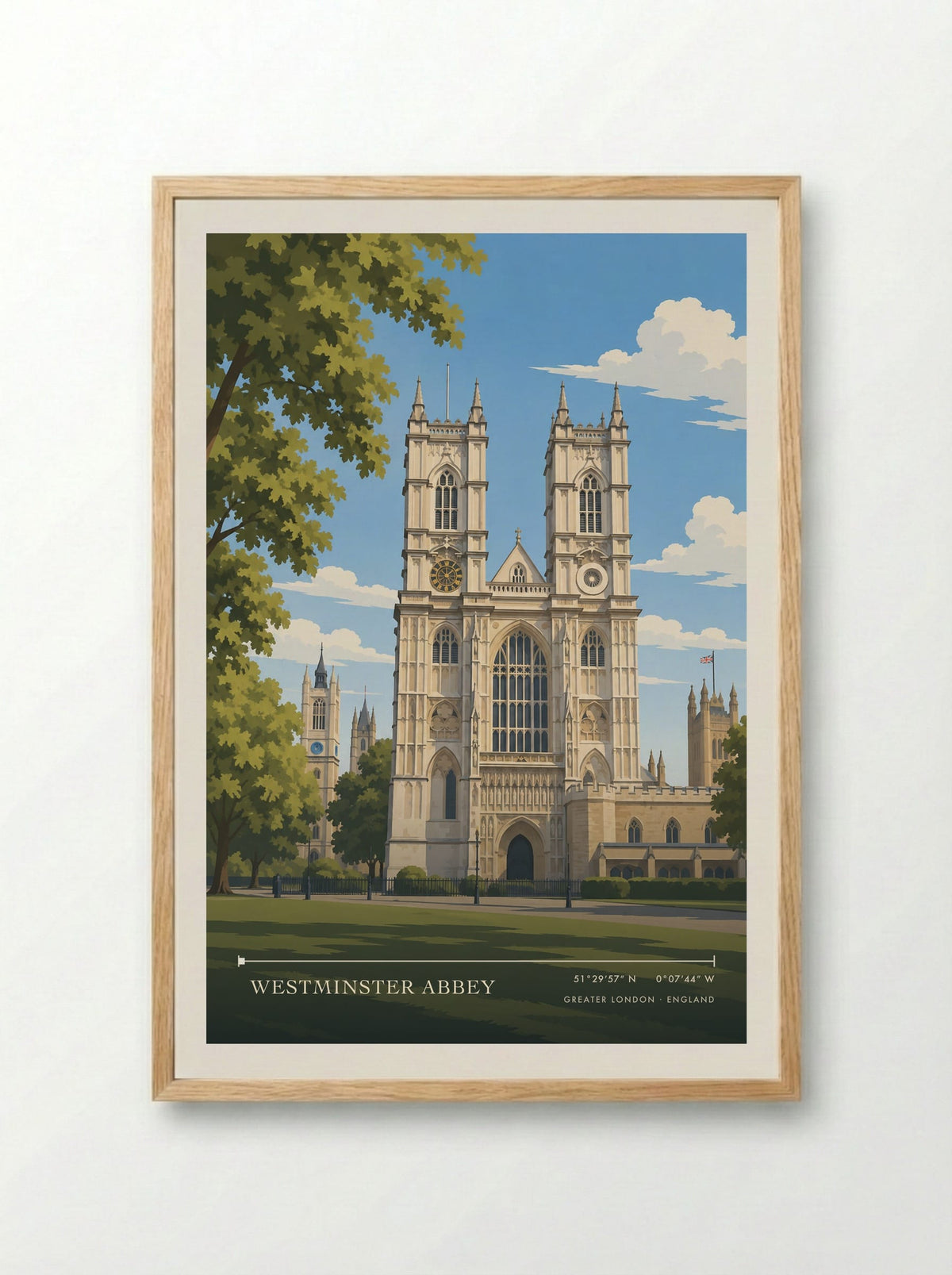 Westminster Abbey, Greater London | Travel Poster - Framed Print Wood