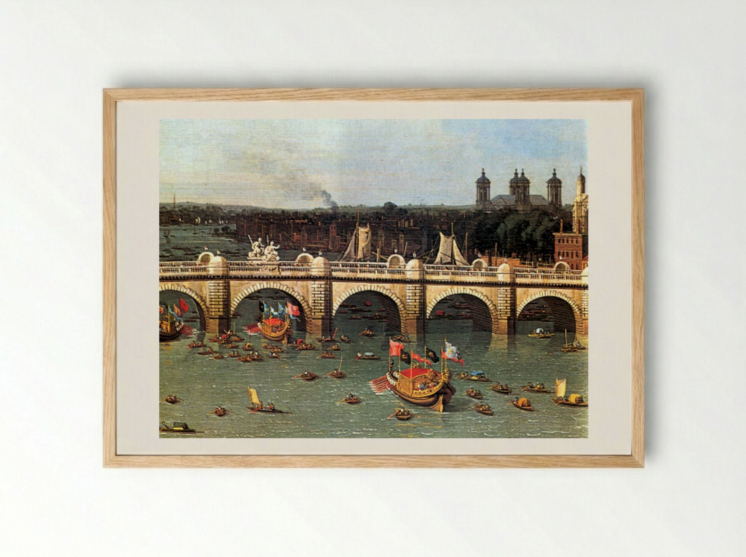 Westminster Bridge from the north on Lord Mayor's Day - Canaletto - Framed Print Wood