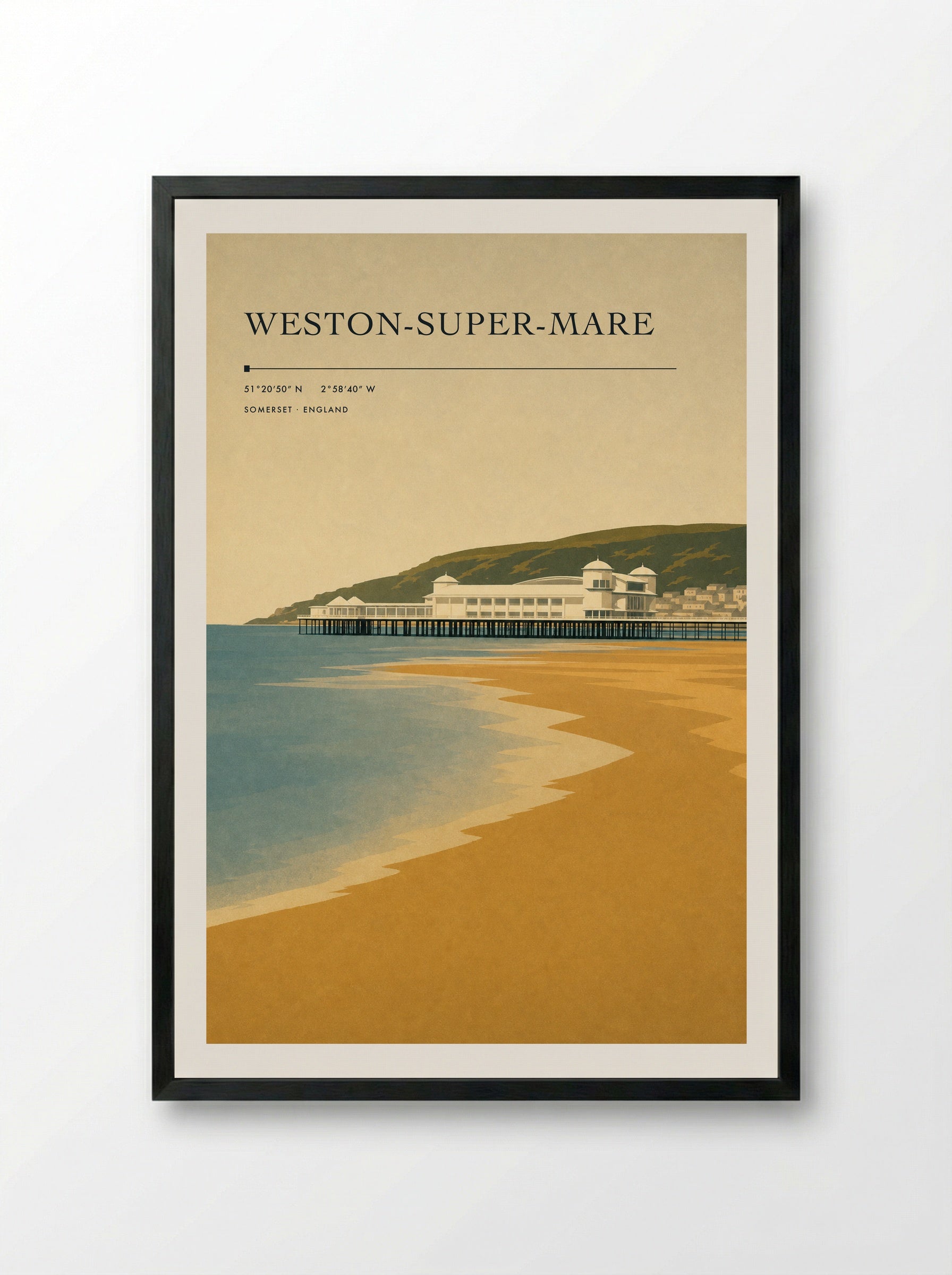 Weston-Super-Mare Travel Poster - Framed Print Black