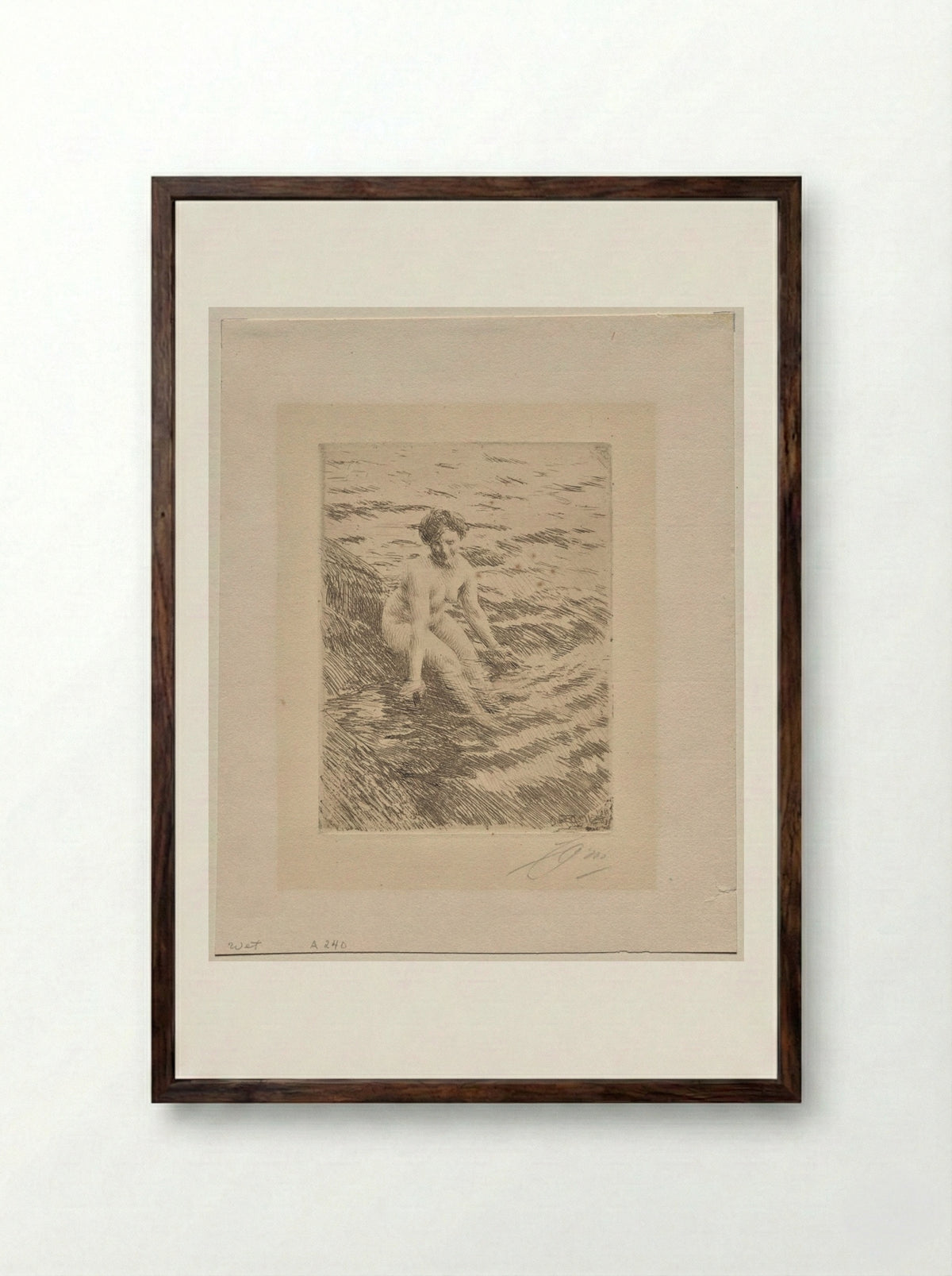Wet - Anders Zorn - Framed Print Dark Wood