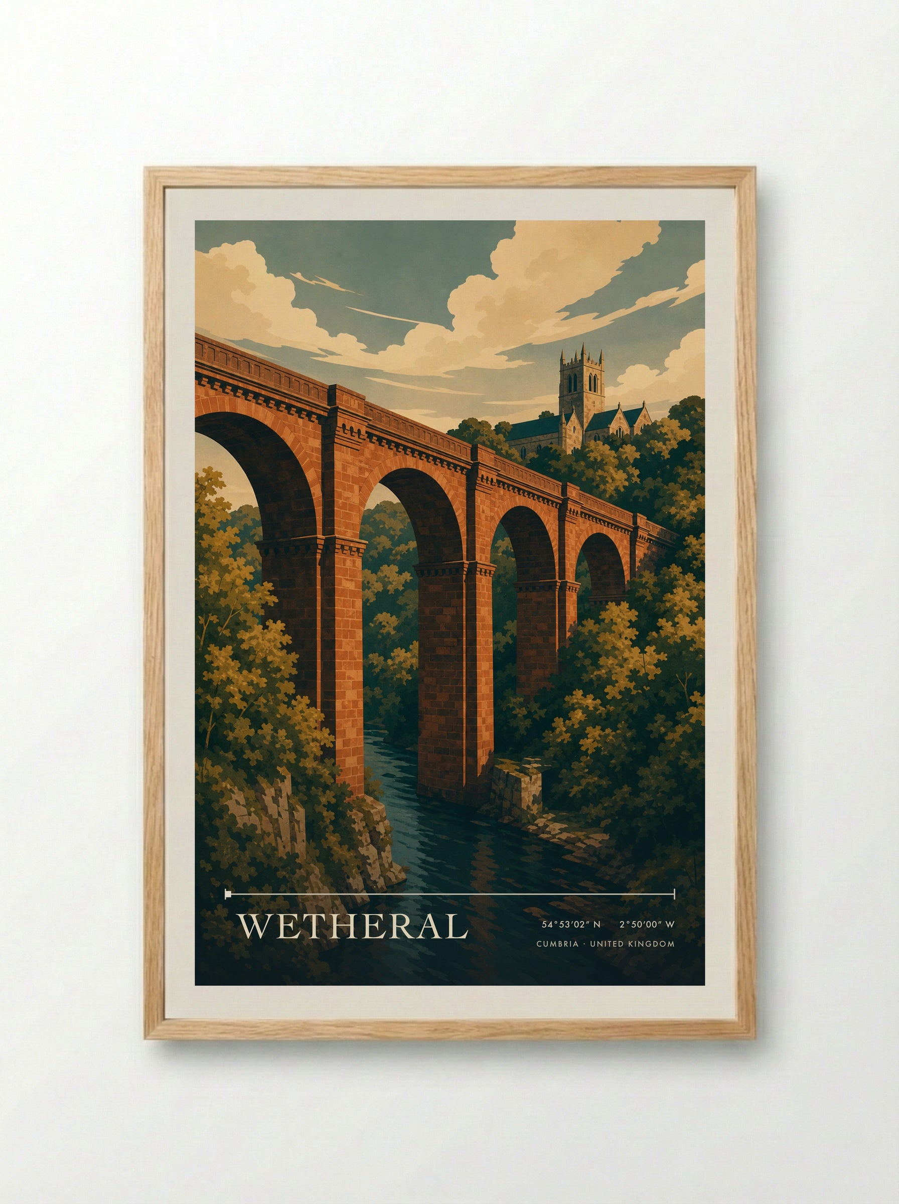 Wetheral Cumbria United Kingdom Travel Poster - Framed Print Wood