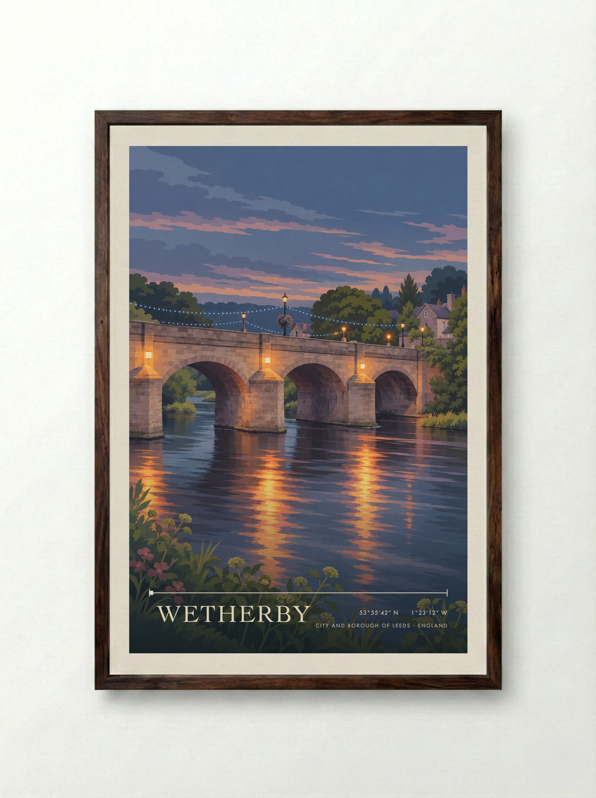 Wetherby, City and Borough of Leeds | Travel Poster - Framed Print Dark Wood