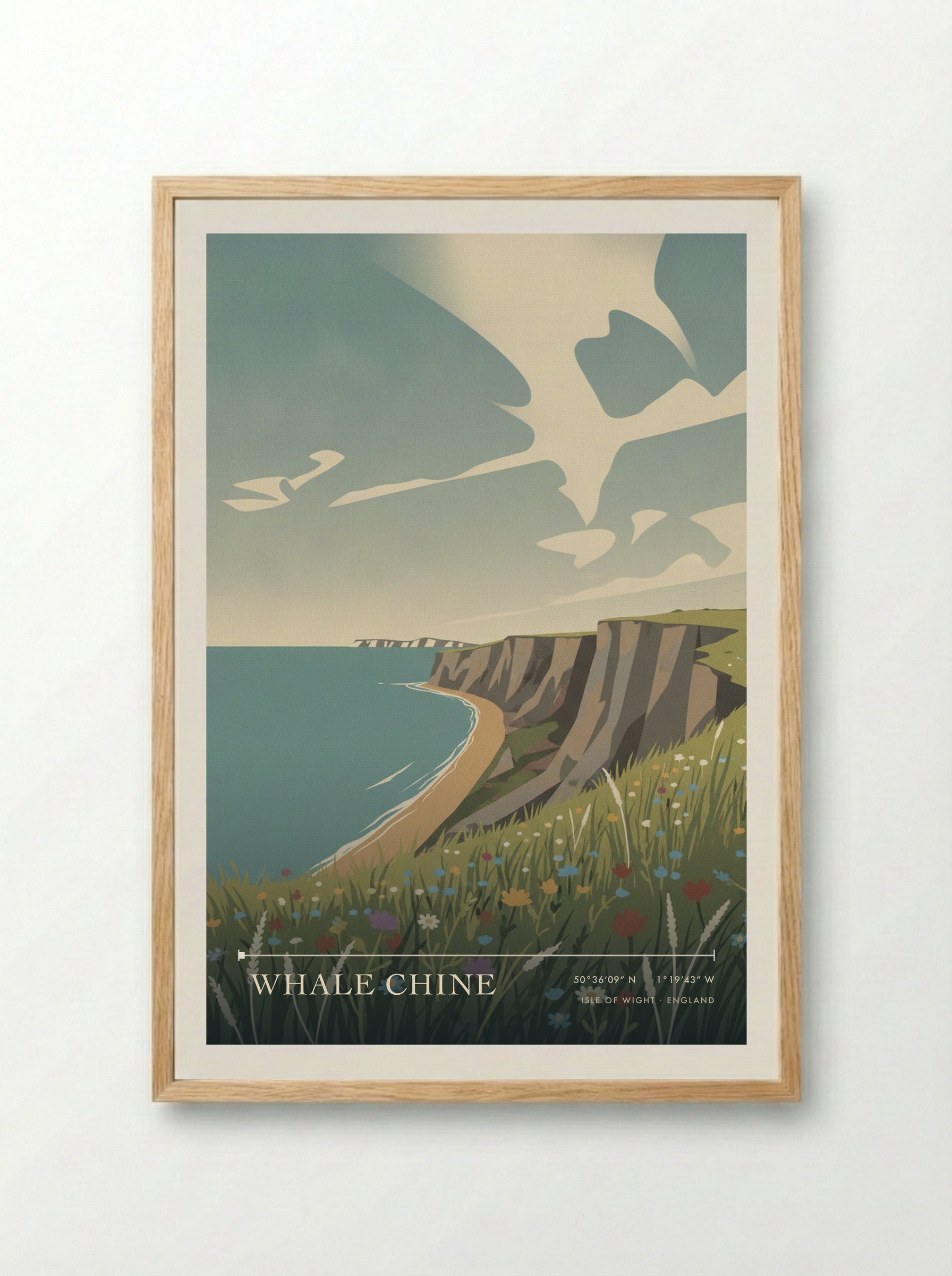 Whale Chine Isle of Wight England Travel Poster - Framed Print Wood