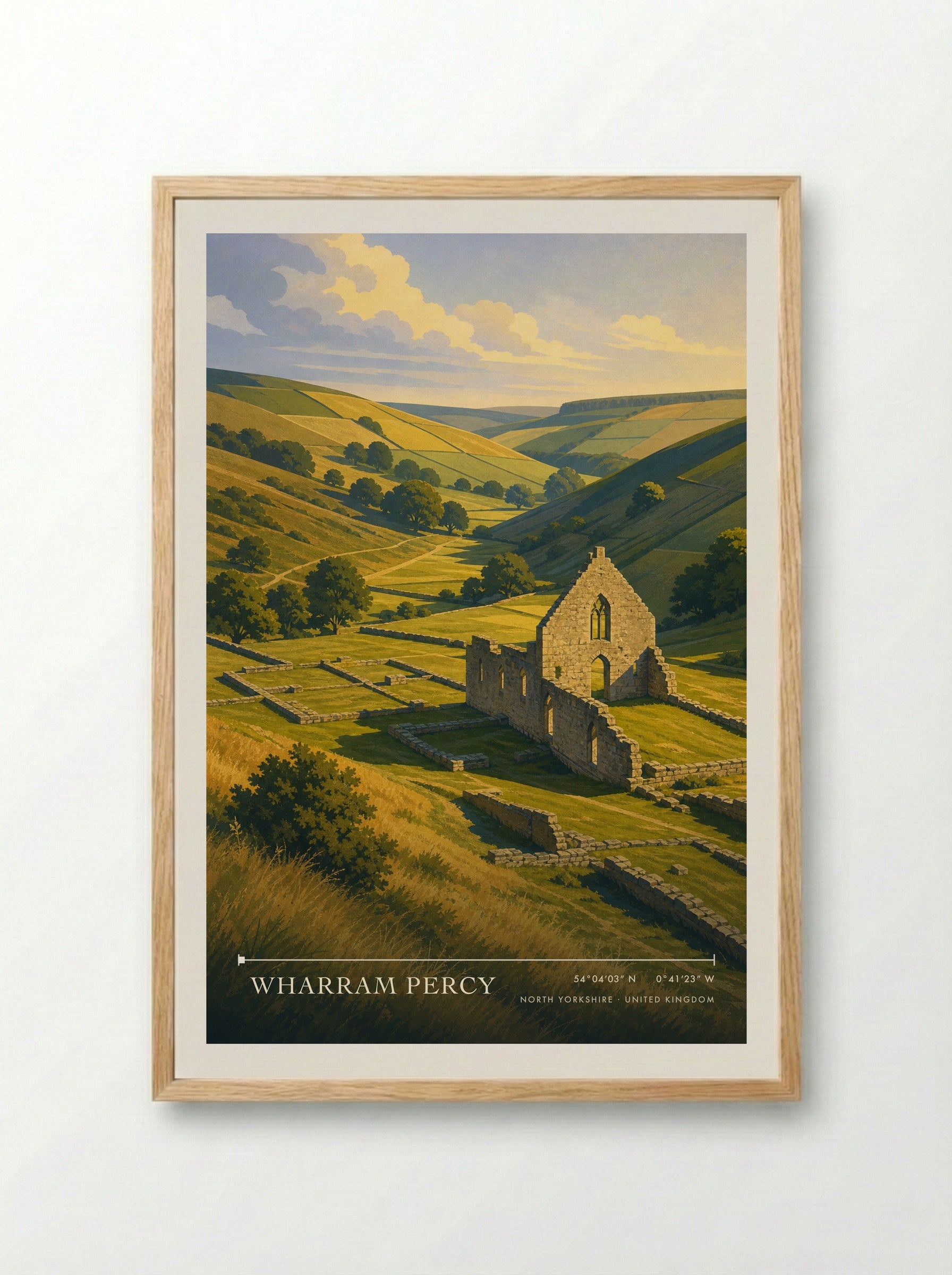 Wharram Percy North Yorkshire United Kingdom Travel Poster - Framed Print Wood