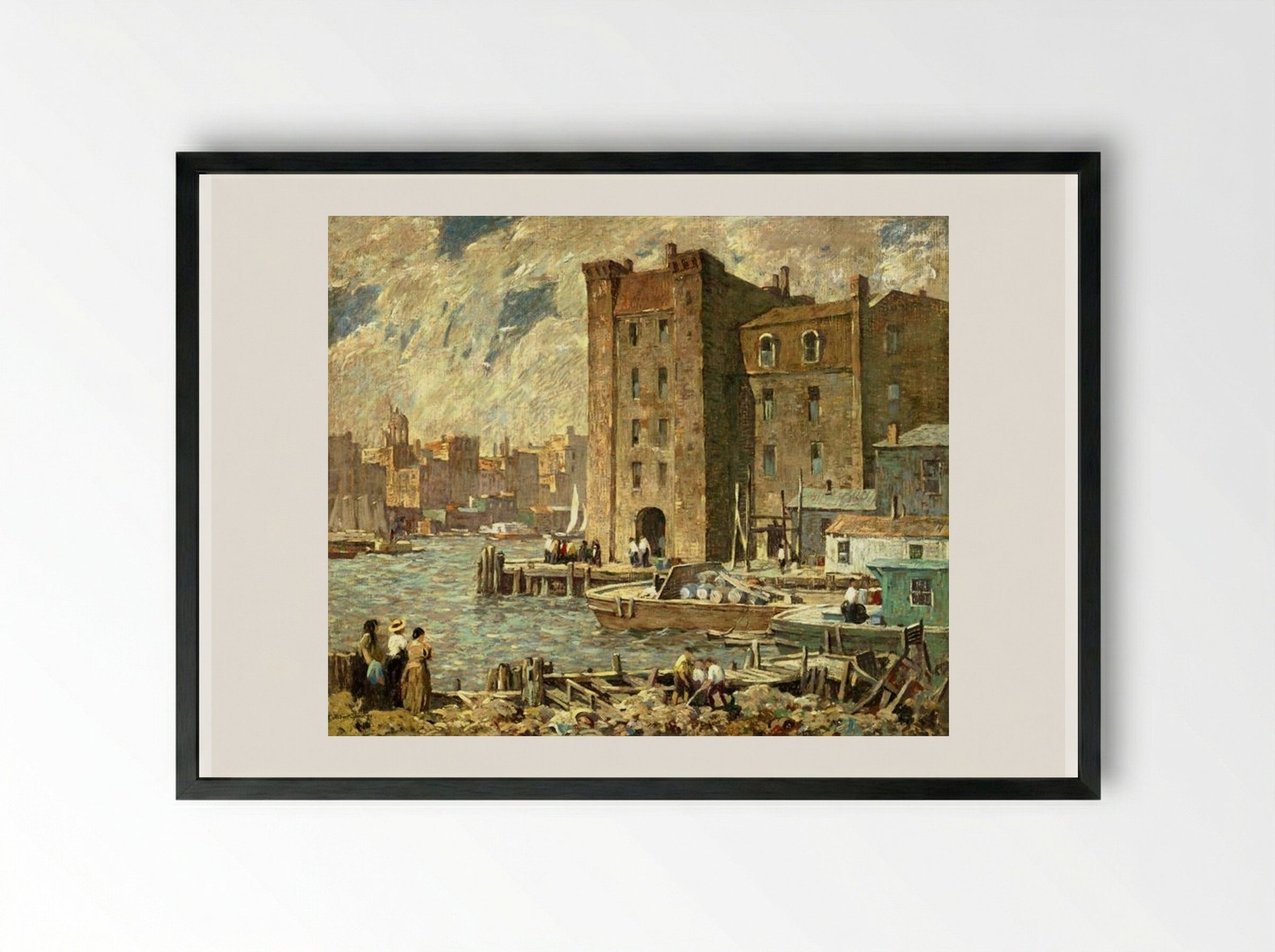 Wharves - Robert Spencer - Framed Print Black